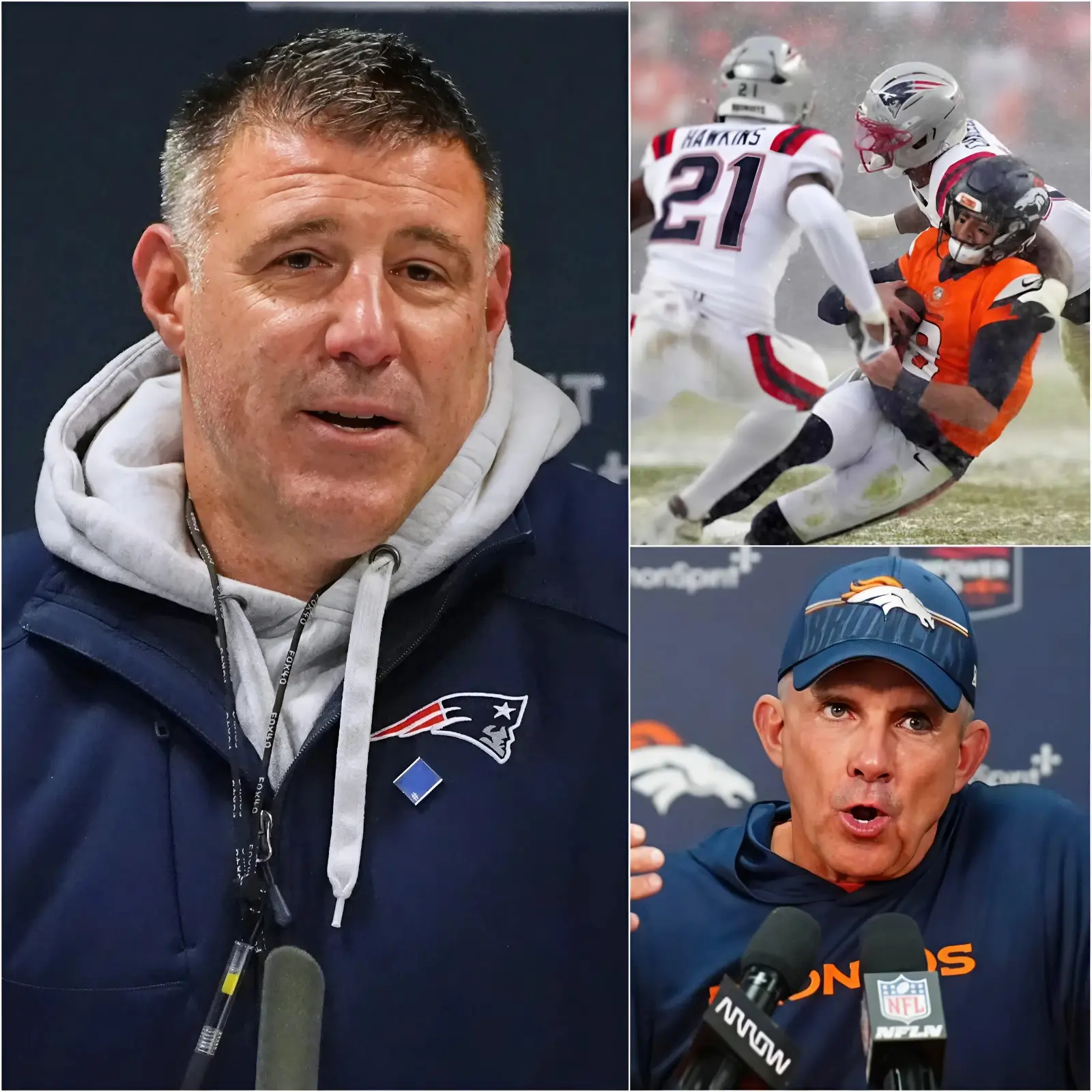 Cover Image for SHOCKING ACCUSATION đ¨ Broncos coach Sean Payton accused New Englandâs front office of secretly forcing Bo Nix out of the crucial matchup with threats of massive FINES and PENALTIES, stripping Denver of their star QB and sparking instant NFL outrage over potential tampering. Seconds later, Mike Vrabel HIT BACK with a chilling, no-nonsense line: âPaytonâs inventing excusesâweâll expose every lie at the press conference, and heâll regret it,â leaving Payton speechless, Broncos players stunned, and social media in absolute meltdown as fans demand answers and the league braces for a brutal showdownâŚđđ
