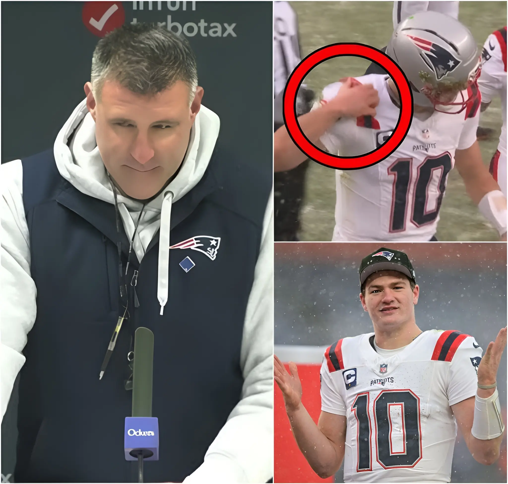 Cover Image for BREAKING NEWS: Patriots head coach Mike Vrabel has provided an update on the injury status of star quarterback Drake Maye ahead of Super Bowl LX against the Seattle Seahawks. Maye sustained a shoulder injury during this morningâs practice, leaving fans deeply concerned. The Patriots coaching staff has kept the information under wraps, creating a dramatic âsmokescreenâ ahead of the crucial game. While Mayeâs health remains unclear, the team will continue to monitor his condition in the coming days.