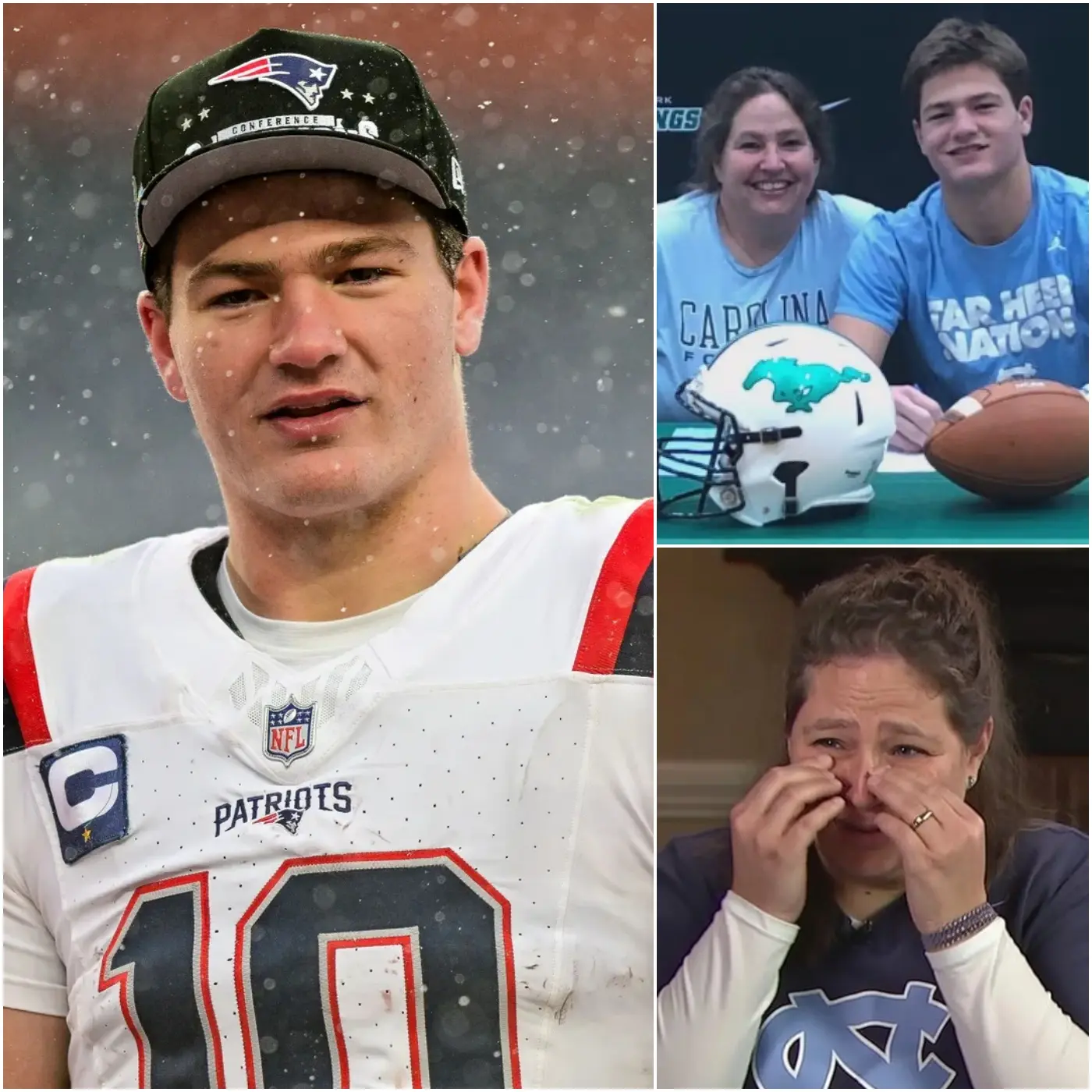 Cover Image for 💖GOOD NEWS: Patriots’ rising star Drake Maye has donated half of his season prize money to fulfill his parents’ dream. “When I was little, my mother starved herself so I could train… Today, I’ve become the person she always dreamed of. Now it’s time for me to fulfill her dream.” Drake Maye’s words brought his mother to tears. And she responded with five touching words…