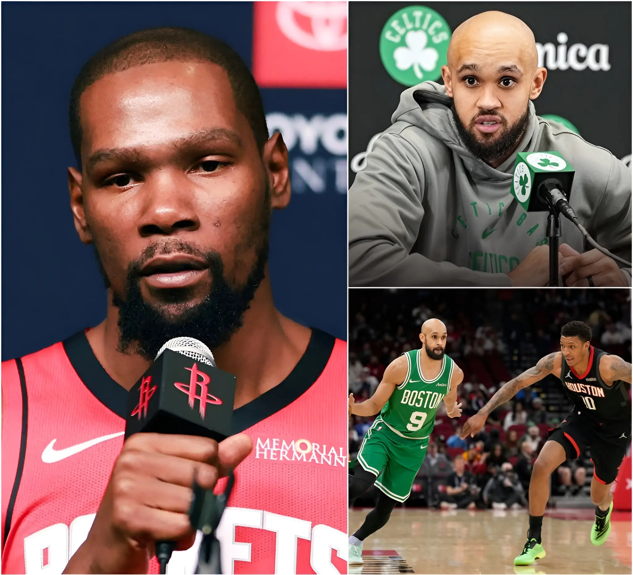 Cover Image for 5 MINUTES AGO 🚨 “They were never going to let us win — investigate the refs.” Rockets star Kevin Durant erupted after Houston’s controversial result against Boston, openly accusing the officiating crew of deliberate bias in favor of the Celtics. The remark immediately sent shockwaves across the NBA, as fans and analysts zeroed in on the reversed out-of-bounds ruling that swung momentum and led directly to a Celtics bucket. Within hours, calls for an official NBA review of referees and his crew flooded social media, with critics demanding transparency, accountability, and even an internal investigation into officiating consistency. While the league faced mounting pressure, Celtics star Derrick White appeared completely unfazed — offering only a quiet smile to reporters before delivering one short sentence that seemed to say everything Celtics fans were already thinking. 👇👇