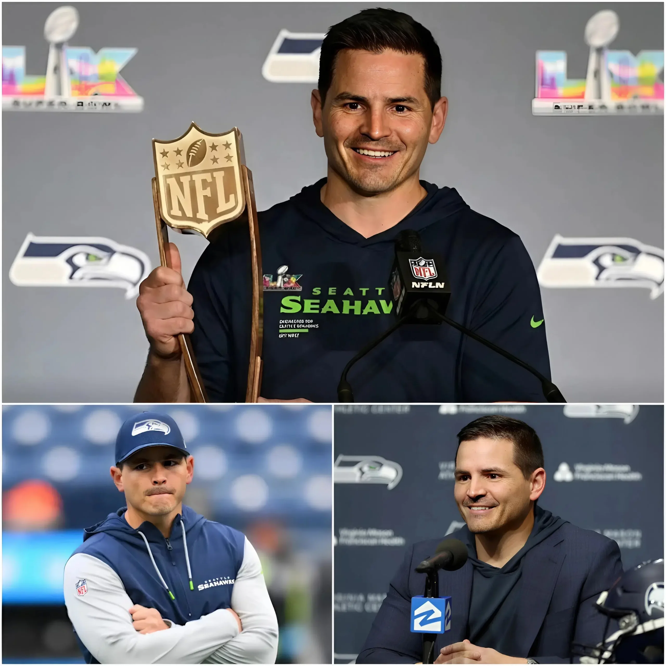 Cover Image for GREAT NEWS 💥 The Seattle Seahawks head coach Mike Macdonald has been named the AP NFL Coach of the Year, just days before Super Bowl LX, earning widespread admiration for his strategic brilliance and leadership that transformed the franchise.