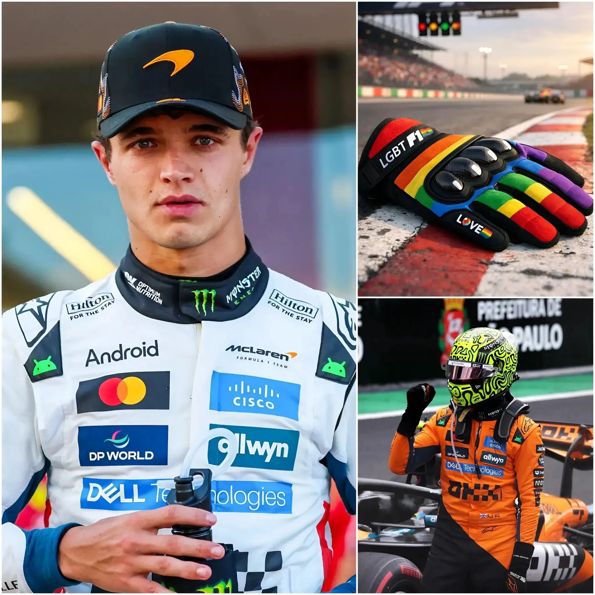 Cover Image for OFFICIAL ANNOUNCEMENT🚨 Lando Norris has publicly refused to wear gloves featuring the LGBTQ+ rainbow symbol during the 2026 Formula 1 season. In a brief statement, the driver said, “Sport should focus on performance on the track, not on political or social movements.” The decision immediately sparked a heated debate within Formula 1, drawing mixed reactions of support and criticism as fans and analysts argue over the delicate balance between personal beliefs, symbolic gestures, and inclusivity in professional motorsport.
