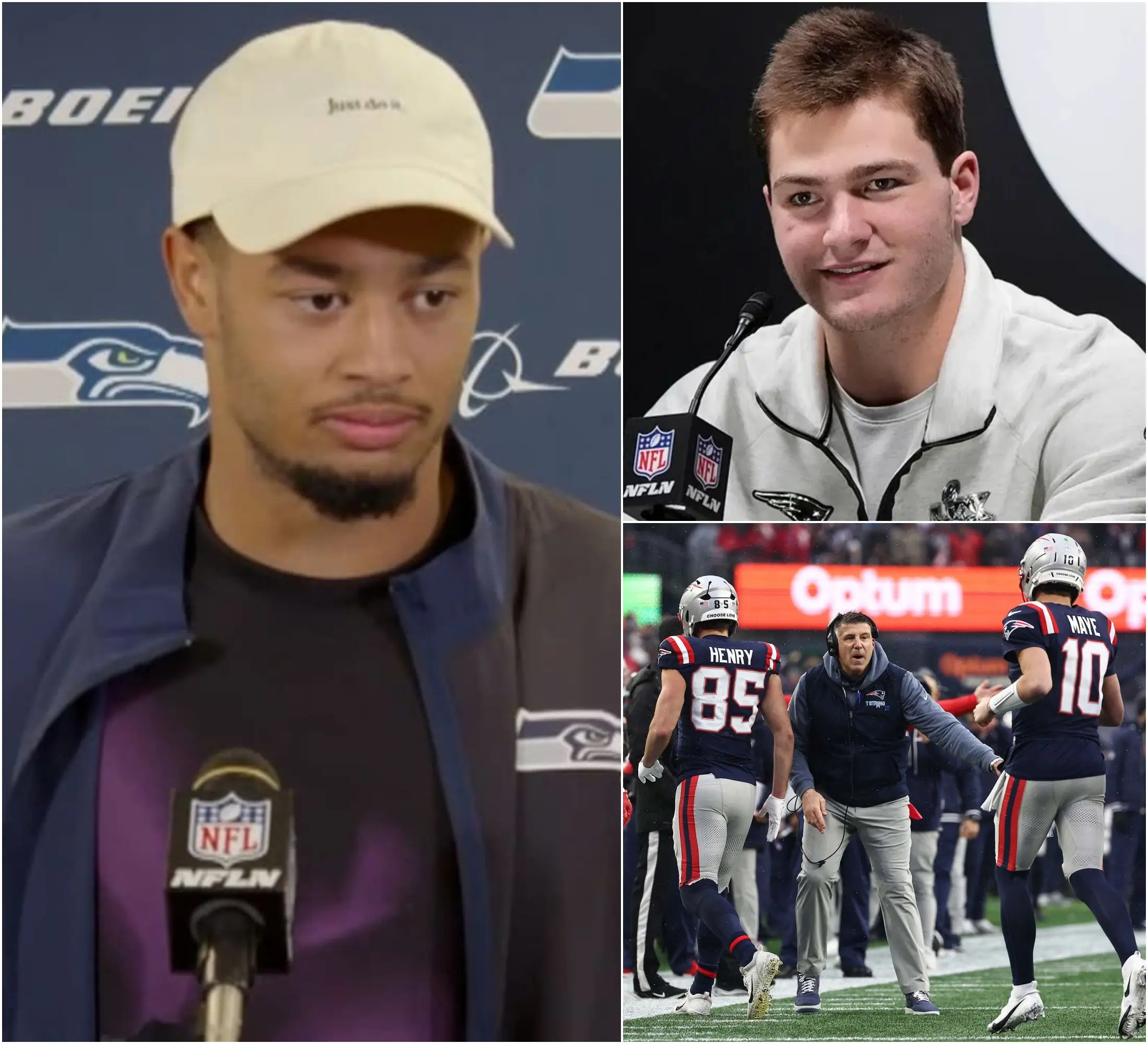 Cover Image for BREAKING NEWS: Seahawks star Jaxon Smith-Njigba voiced his outrage after learning the Patriots had bought up billboards along the route from Seattle’s hotel to the stadium, each showing Malcolm Butler’s iconic Super Bowl XLIX interception. He called it a deliberate psychological attack meant to reopen old wounds from Seattle’s painful loss. The revelation quickly ignited fresh tension ahead of the showdown. In response, Drake Maye fired back with a single sharp comment that instantly grabbed attention. With game day nearing, the rivalry between Seattle and New England has reached a new boiling point.