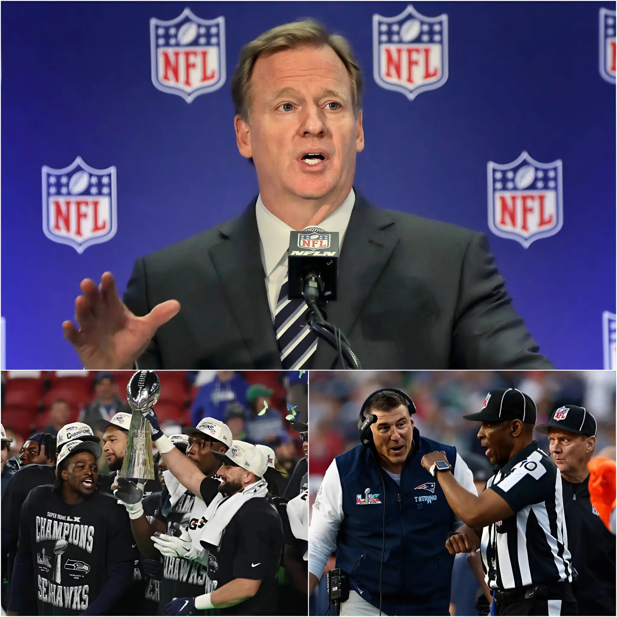 Cover Image for 🚨 BREAKING NEWS: The NFL has officially broken its silence and announced disciplinary action against the New England Patriots amid explosive cheating allegations tied to the Seattle Seahawks during Super Bowl 2026. League officials described the sanctions as a firm statement that no franchise is above the integrity of the game. The decision underscores the NFL’s commitment to protecting competitive fairness and the credibility of its championship stage. The move has immediately sent shockwaves through fans, players, and executives across the league.