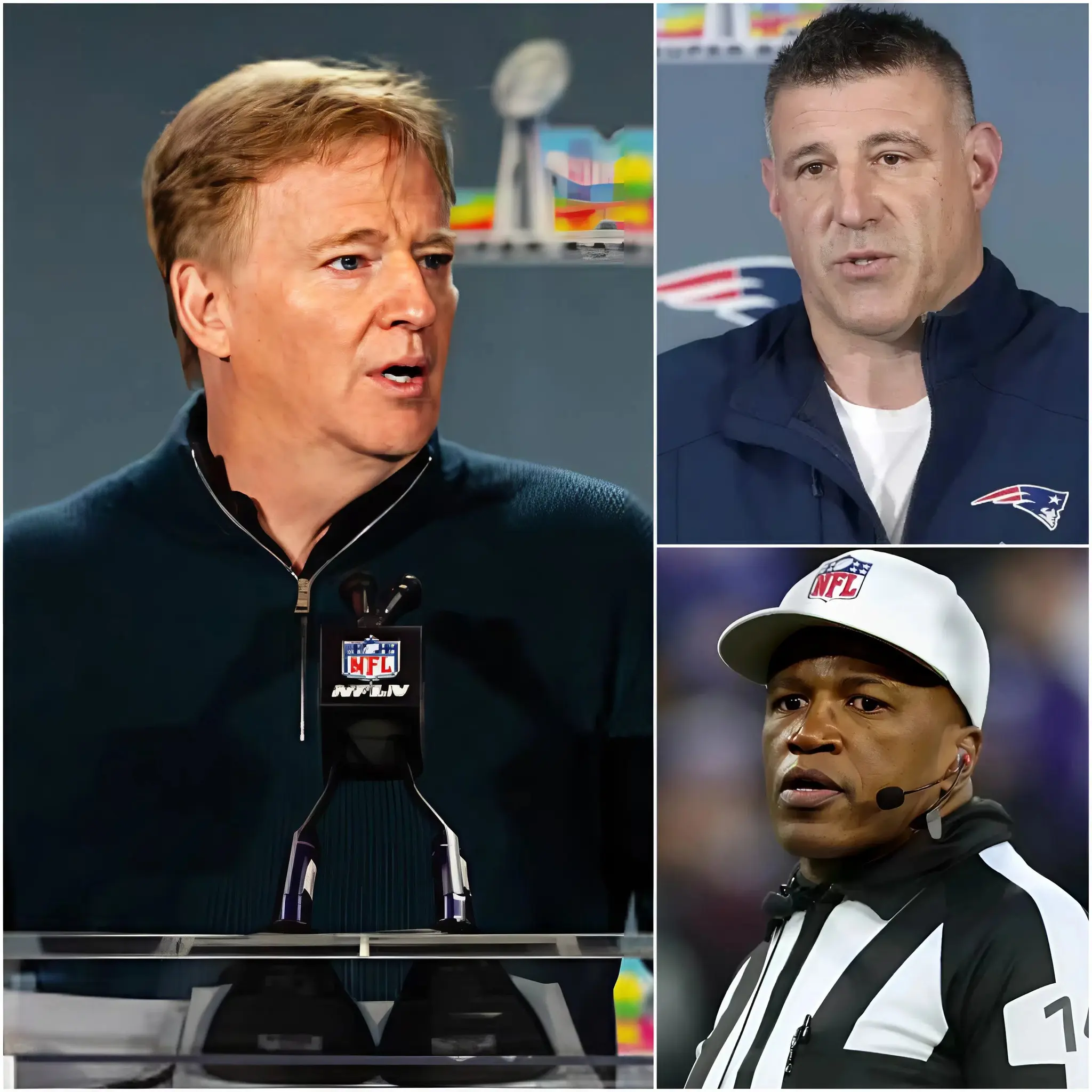 Cover Image for 🚨 NFL CONFIRMS: After 1 day of investigation, NFL Chairman officially announces the results regarding the four referees who officiated the game between the New England Patriots and the Seattle Seahawks. After head coach Mike Vrabel submitted images and videos accusing the referees of scandalous behavior by overlooking many errors from the Seattle Seahawks that significantly affected the game’s outcome. And when Commissioner Roger Goodell’s final results were announced, it created many waves of controversy.
