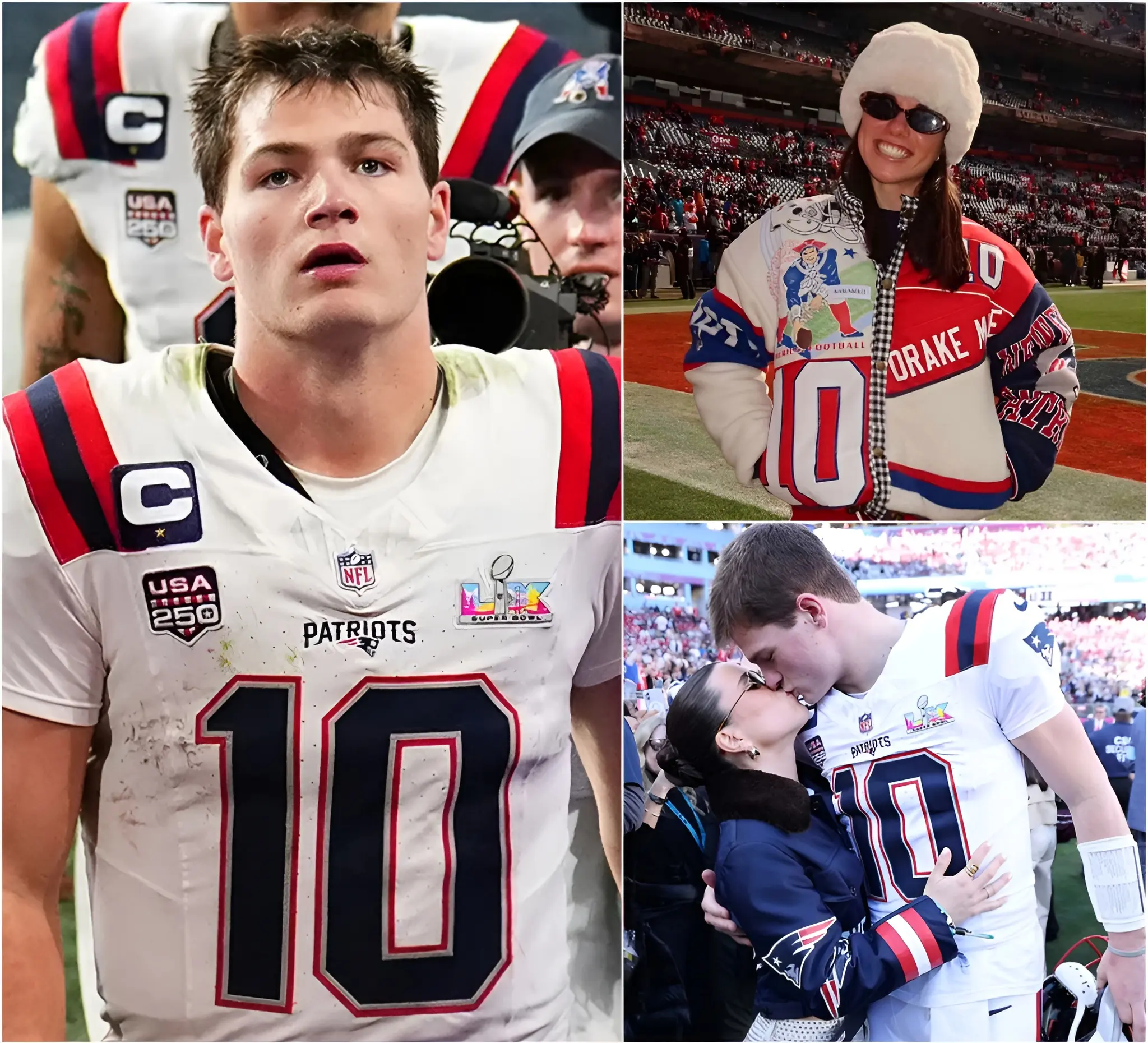 Cover Image for PLEASE DON’T BLAME HIM: Breaking her silence, Ann Michael Maye delivered an emotional message to the world on behalf of her husband, Drake Maye, saying, “It’s time I say it — maybe he would never dare to admit it himself.” After days of speculation surrounding his performance in Super Bowl LX 2025, she revealed the personal struggles he had been quietly battling behind the scenes. Her heartfelt words painted a picture far deeper than football, explaining why he wasn’t at his best on the biggest stage. The revelation was both heartbreaking and humanizing, igniting an overwhelming wave of love and support from fans across the globe.