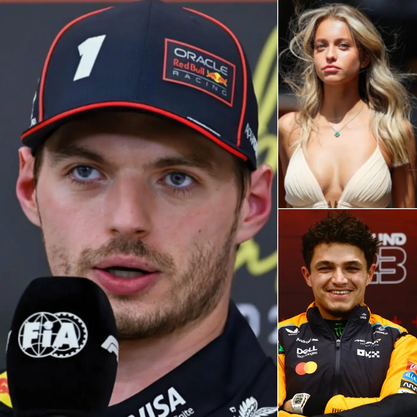 Cover Image for 🚨“MAX VERSTAPPEN IS ONLY GETTING FIA’S BACK. BUT THE WORLD CHAMPIONSHIP WILL BELONG TO MY BOYFRIEND. HIS ERA IS OVER — IT’S TIME FOR A NEW KING TO CROWN!” — Lando Norris’s girlfriend, Margarida Corceiro, caused an uproar on the F1 paddock when she publicly attacked Max Verstappen after he was defeated by Lando Norris in the championship race. Margarida didn’t hesitate to mock Verstappen, saying he was past his prime, no longer had the dominance, and should even consider retirement. But the real shock came shortly after… Max Verstappen’s reaction was what left the world speechless: his provocative “four-finger” gesture, accompanied by a seven-word reply, completely silenced Margarida👇