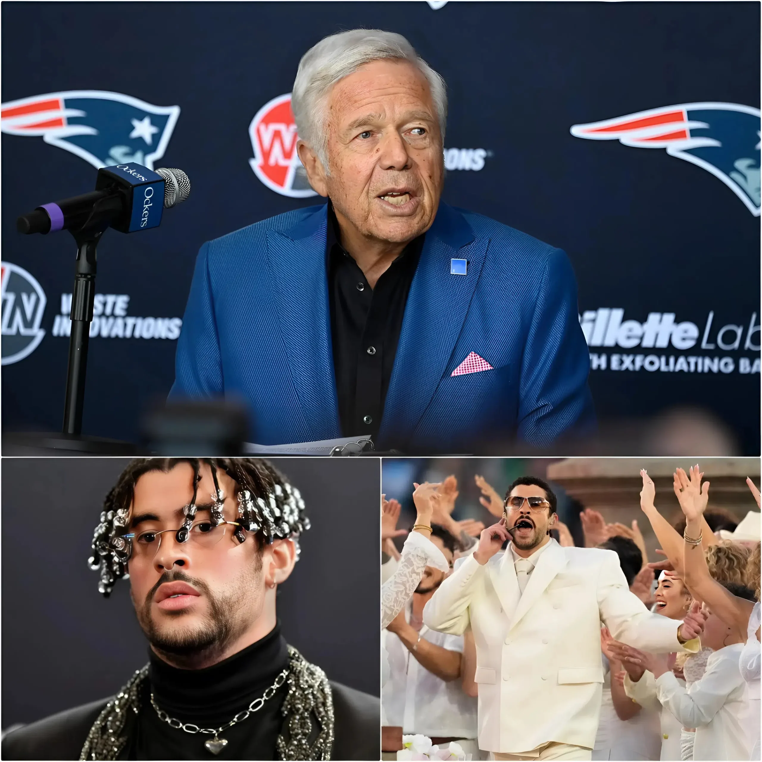 Cover Image for BREAKING NEWS: After Super Bowl LX, Patriots chairman Robert Kraft slammed Bad Bunnyâs halftime show as âthe worst in historyâ saying it lacked energy and failed to connect with traditional NFL fans. He argued that the performance missed the spirit of the Super Bowl and distracted from the game itself. Kraft also claimed the show hurt the leagueâs image and urged the NFL to rethink its entertainment strategy. His remarks immediately sparked fierce debate online, dividing fans and celebrities across the sports and music worlds.đđ