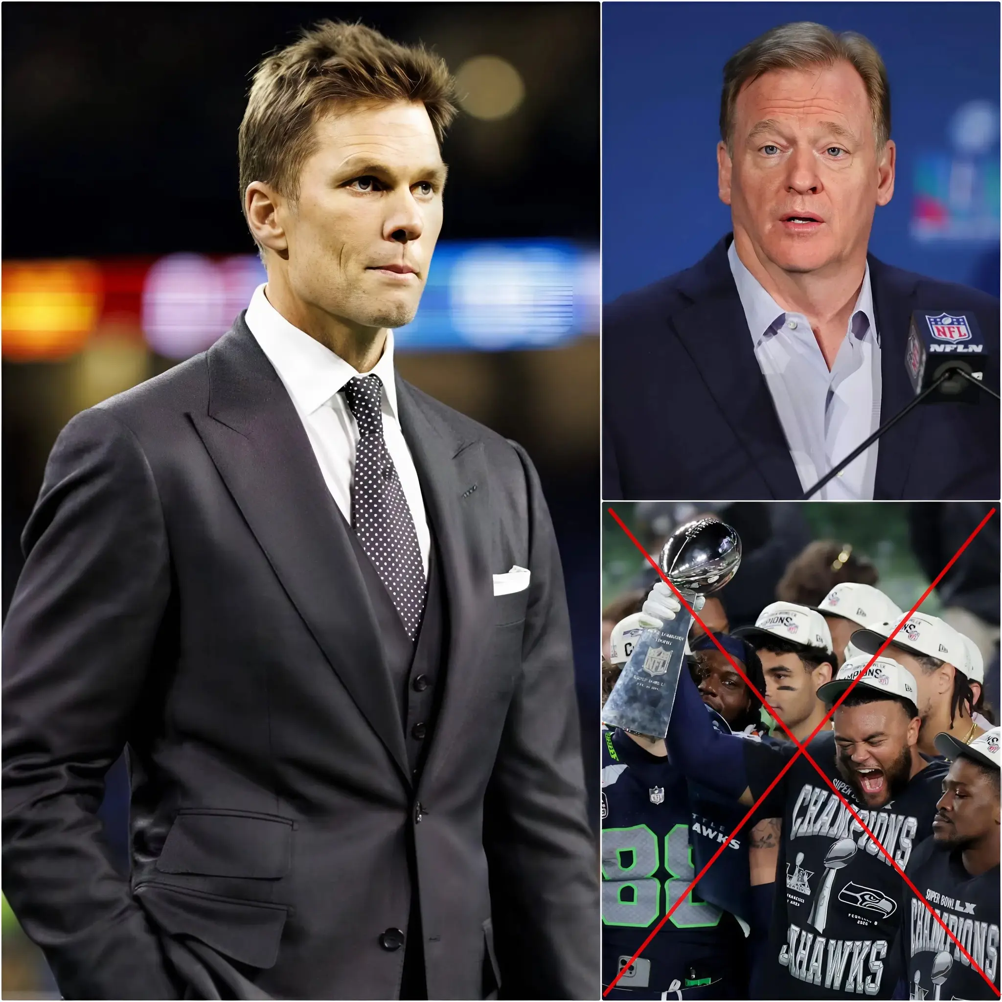 Cover Image for BREAKING NEWS: Breaking the silence, the legend of the New England Patriots, Tom Brady, has demanded that the World Football League immediately revoke the Seattle Seahawksâ Super Bowl LIX 2025 championship after the results of the investigation were announced. Under immense pressure from football legends and fans, an emergency meeting was held, leading to a shocking decision in the sports world.