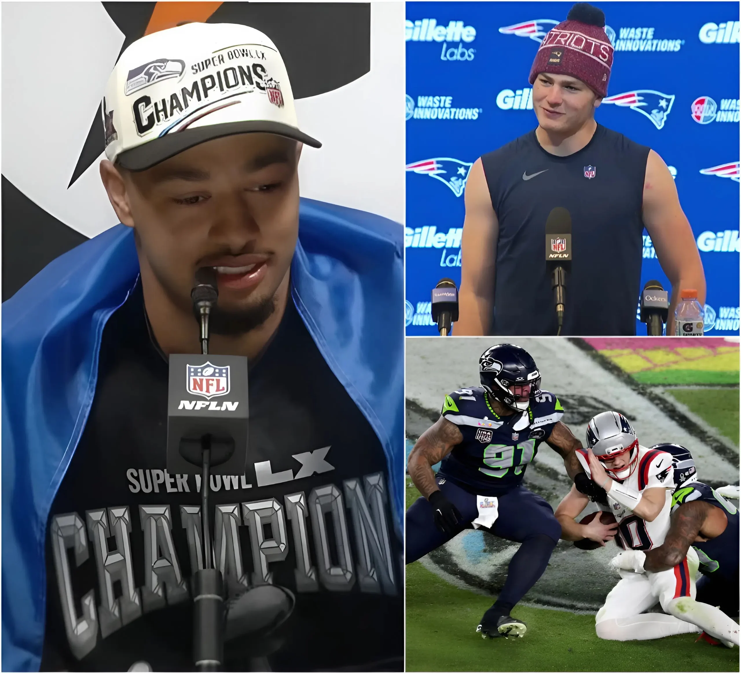 Cover Image for “The New England Patriots should go run routes against a pee-wee team — they don’t play real NFL football anymore!” — Seattle Seahawks playmaker Jaxon Smith-Njigba fired off a blistering shot after the Patriots’ 29–13 loss to Seattle in Super Bowl LX. According to him, New England’s roster is too coddled and lacks the rugged competitiveness that defines the league’s elite. His comments immediately lit up sports media and fan feeds alike, sparking heated debate across social platforms. Without hesitation, Drake Maye fired back with a ten-word response as sharp as a blitz, leaving the entire NFL world stunned as both teams’ rivalry continues to simmer heading into the offseason.