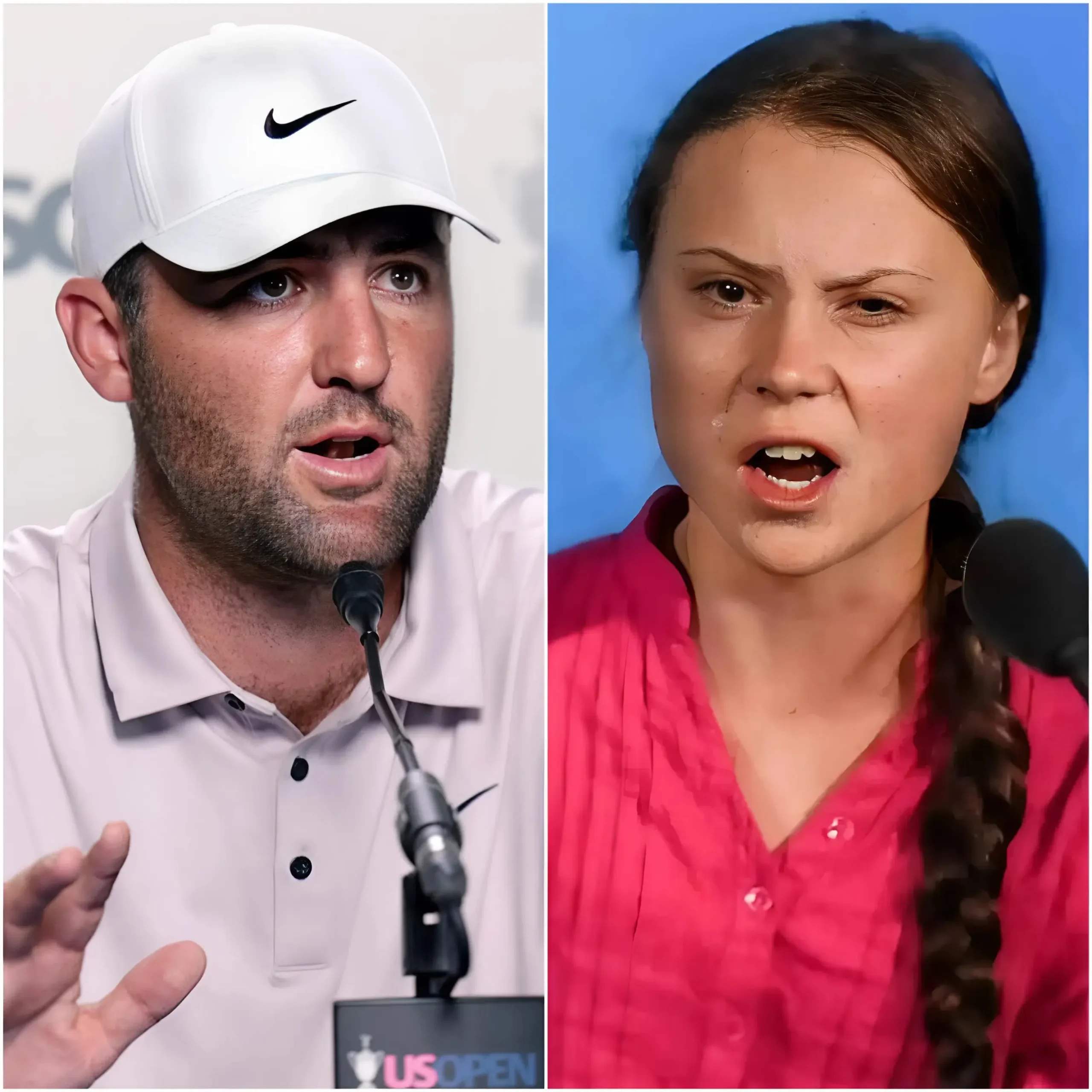 Cover Image for 🚨“SIT DOWN, BARBIE!” American golf star Scottie Scheffler was abruptly interrupted during a live television broadcast when climate activist Greta Thunberg publicly called him a “TRAITOR” for refusing to join the LGBTQ+ climate and inclusion campaign she was promoting for the 2026 sports season. Minutes later, as Thunberg — driven by her commitment to global activism — attempted to clarify the issue and further escalate the tension, she received a cold and harsh response from Scheffler that left the entire studio holding its breath and visibly sank her back into her chair. The studio audience then erupted into applause — not for Thunberg, but for Scottie Scheffler — who, with just ten words, turned a heated debate into a lesson in calmness, respect, and self-control under political and media pressure.