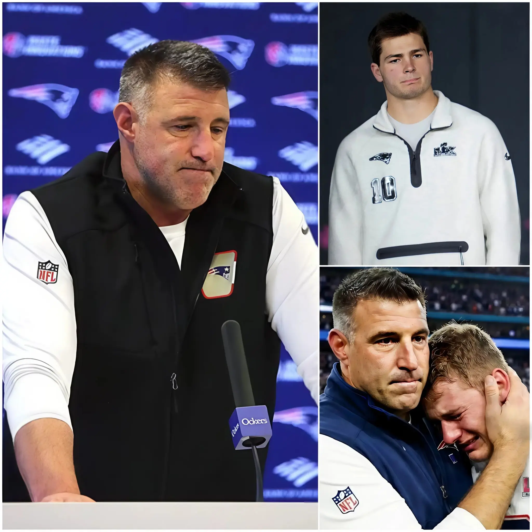 Cover Image for ââHE IS ONLY 23 YEARS OLDâ â Coach Mike Vrabel choked up with tears as he shared about Drake Mayeâs condition after the failed Super Bowl final. He has had to endure countless harsh criticisms from fans and the public after this defeat. Please everyone be understanding and tolerant of that young man. What Mike Vrabel is going through, along with Drake Mayeâs current situation, has left millions of New England Patriots fans emotionally choked up and worried about his future.â