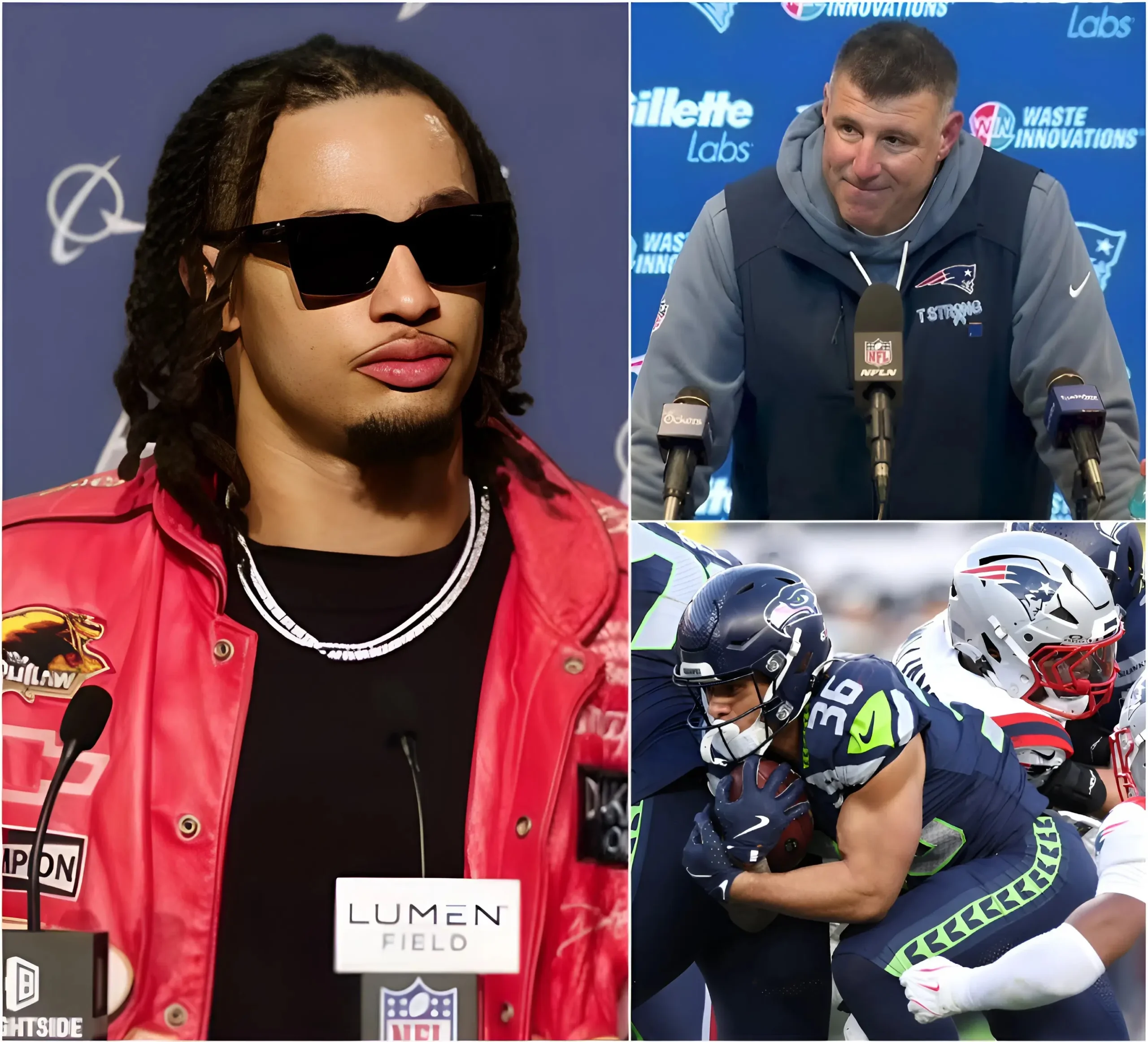 Cover Image for “I think the New England Patriots should switch to flag football with kids — they don’t belong in the NFL!” Seahawks star Jaxon Smith-Njigba unleashed a brutal swipe at the Patriots after Seattle dismantled them in Super Bowl LX, questioning whether New England still possesses the toughness and edge required at the highest level. The sharp comment spread instantly across sports media and social platforms, sparking heated reactions from fans and analysts alike. Patriots head coach Mike Vrabel answered publicly with a single, composed sentence that caught everyone off guard — yet insiders say what he told his team behind closed doors carried an even stronger message that has yet to be revealed.