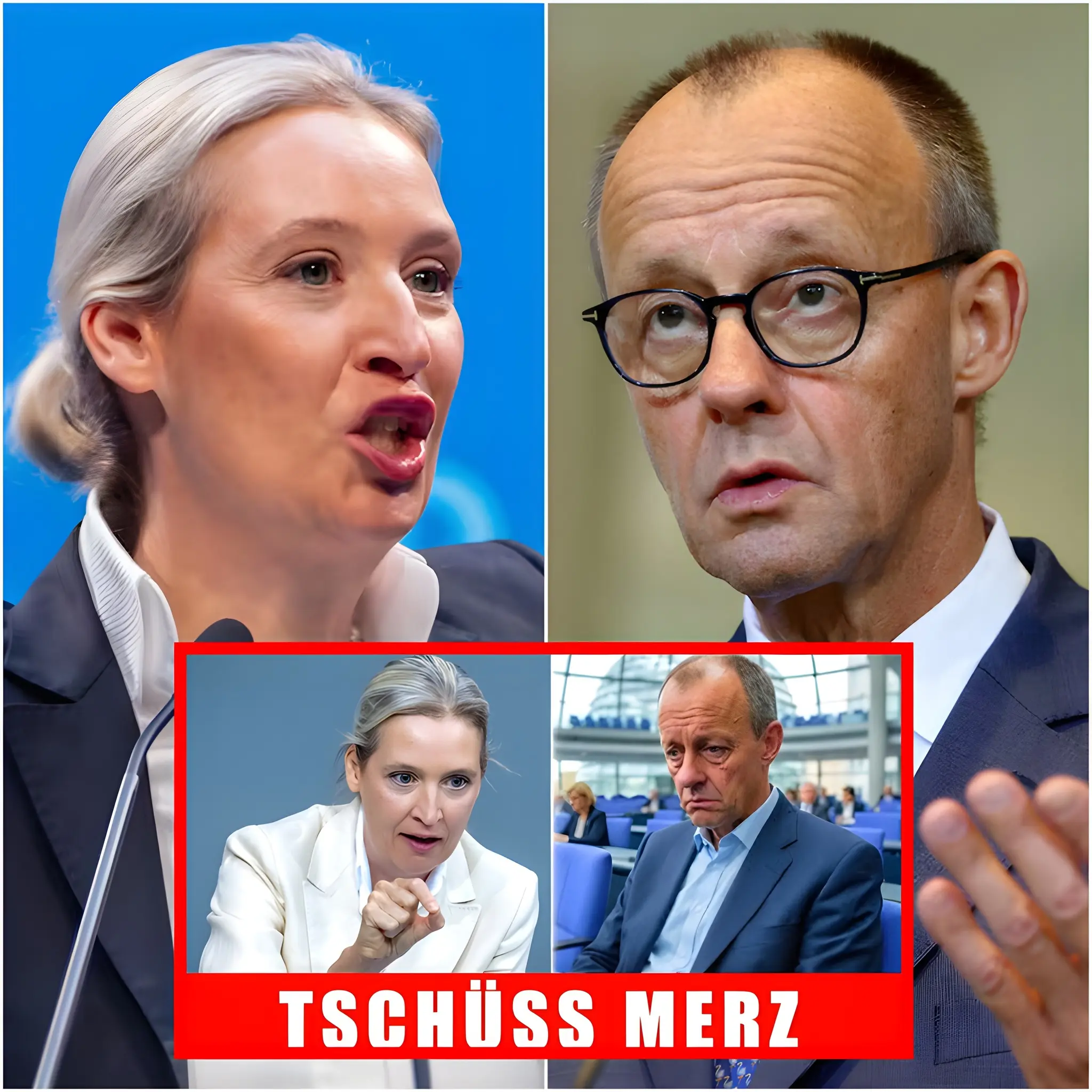 Cover Image for MERZ SPRACHLOS AM PULT: Weidel zerlegt Unions-Kurs – Panik vor dem Umfrage-Beben im Osten!