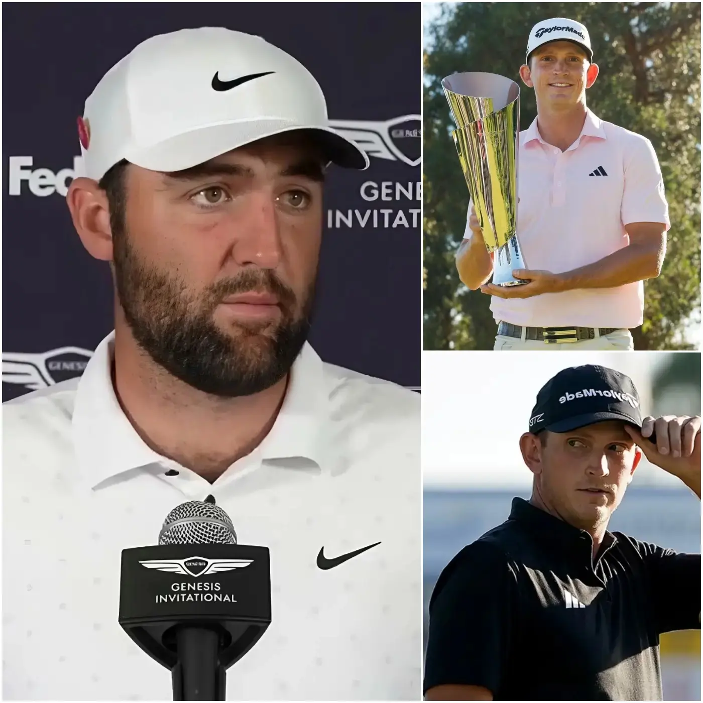Cover Image for âHONESTLY, HE DIDNâT DESERVE TODAYâS VICTORY.âđŽ Scottie Scheffler shocked the world after his bitter defeat at the 2026 Genesis Invitational: âJacob Bridgeman only won because he was favored by the referee and lucky with his long putts, not because he was better than me.â This harsh and aggressive statement immediately shook the international golf world, igniting a fierce debate between fans of both sides and causing a social media frenzy. However, what stunned the media wasnât the accusation, but Jacob Bridgemanâs reaction: the young American golfer calmly walked into the press conference room, smiled slightly, and responded with just five short but impactful words â a statement that drew thunderous applause and instantly shifted the public opinion.