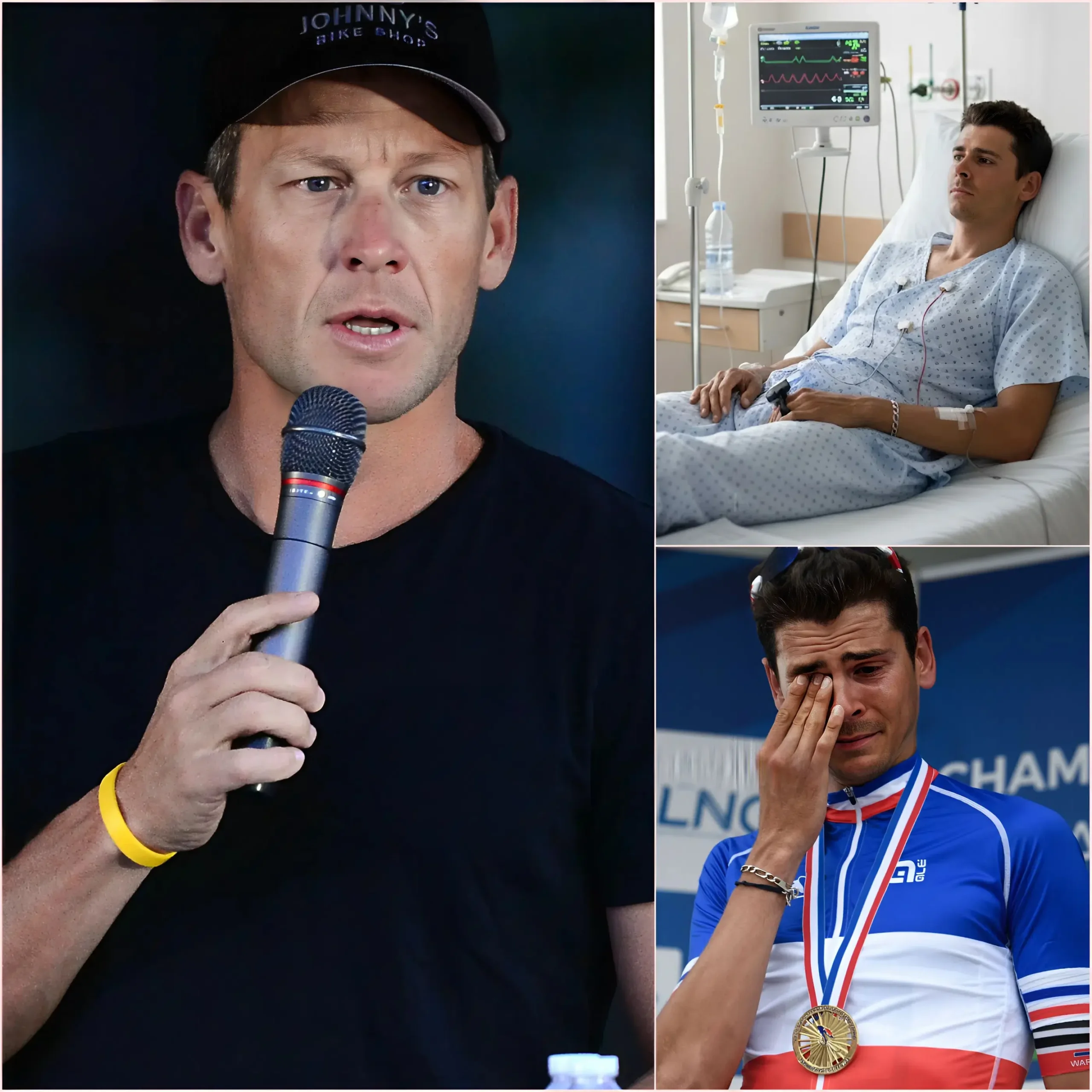 Cover Image for “Your whole career is just a filthy farce!” – The world was shocked when Lance Armstrong stormed into the hospital room, insulting the comatose Warren Barguil with harsh words. Not stopping there, Armstrong also attacked Barguil’s wife, calling her a “dirty whore,” causing public outrage. However, just 25 minutes later, a 12-minute ultimatum from his wife’s legal team made the legend tremble. Don’t miss the shocking details in the comments below 👇
