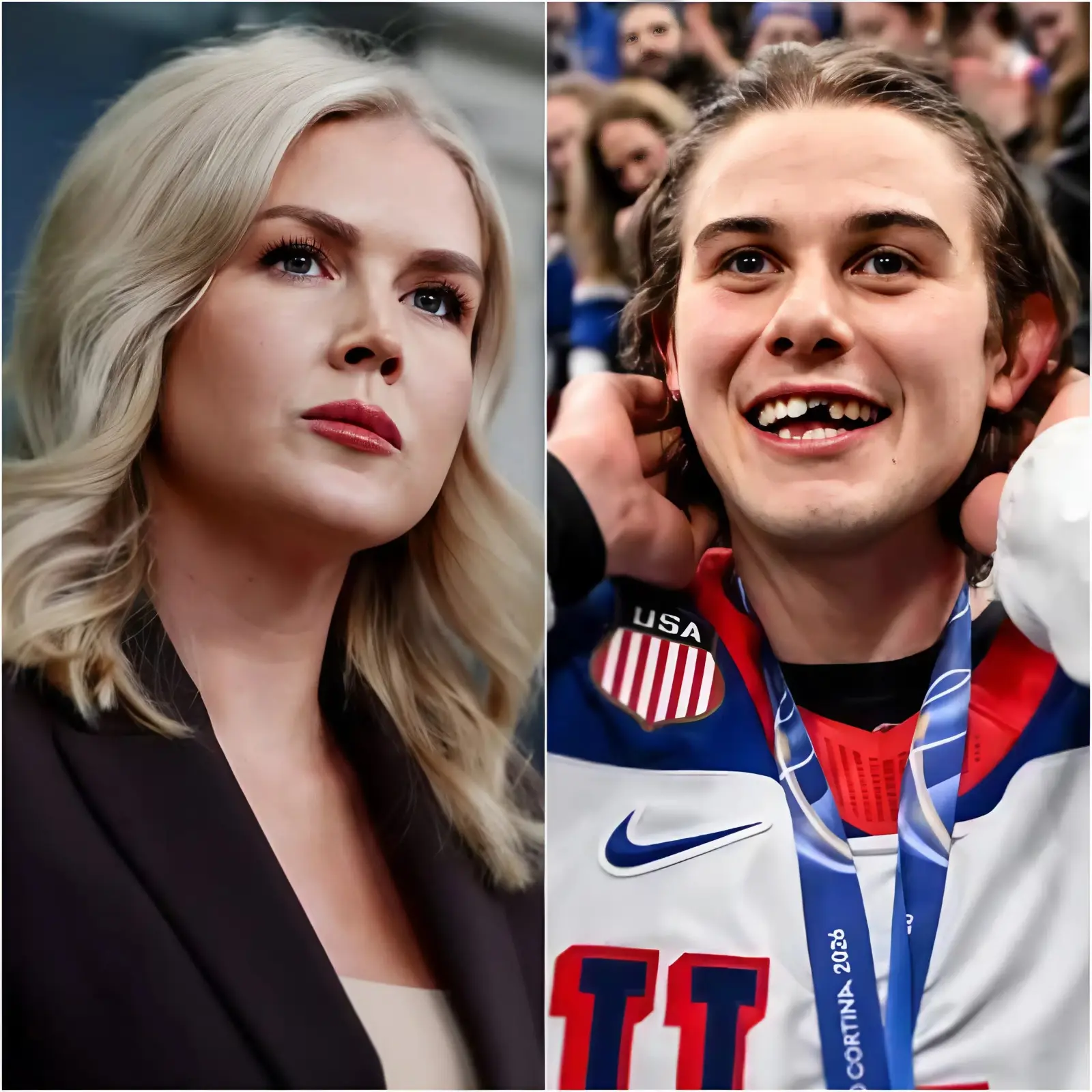 Cover Image for “Sit down, Barbie.” — Jack Hughes suddenly calls Karoline Leavitt a “Trump puppet” live on air — and just minutes later, she tries to strike back, only to be met with a brutal truth from the Olympic hockey hero that leaves the entire studio in stunned silence, and her instantly shrinking into her seat. What did Jack Hughes say that sliced right through her polished talking points and left her grasping for words? Why did the entire studio audience explode in applause, leaping to their feet after his statement — not for Karoline, but for Jack Hughes, who transformed a tense political ambush into a masterclass in grit, patriotism, and unfiltered candor?