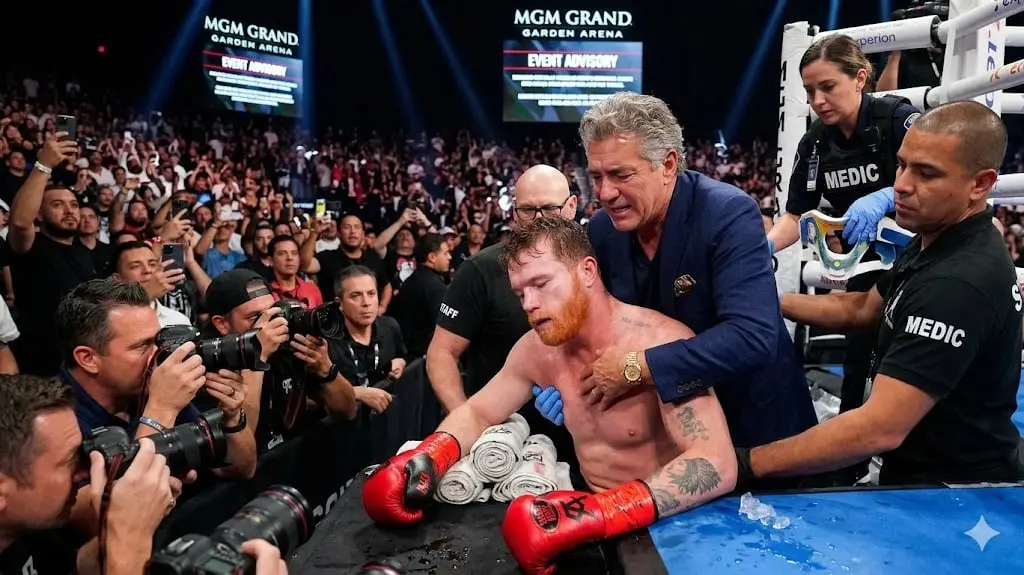 Cover Image for HACE 13 MINUTOS🛑 El pánico cundió entre bastidores y las gradas de un evento benéfico de boxeo cuando el boxeador Canelo Álvarez sufrió una grave lesión tras un fuerte impacto en el ring. El personal de seguridad y el personal médico acudieron de inmediato a socorrerlo, mientras los organizadores y los espectadores observaban en silencio y estupefacción. Enviamos nuestras más sinceras condolencias a él y a sus seres queridos en estos momentos difíciles.