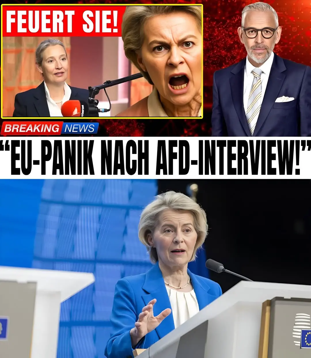 Cover Image for Plötzlich greift die A.F.D. Ursula von der Leyen an! Danach will die E.U das Interview verbieten!
