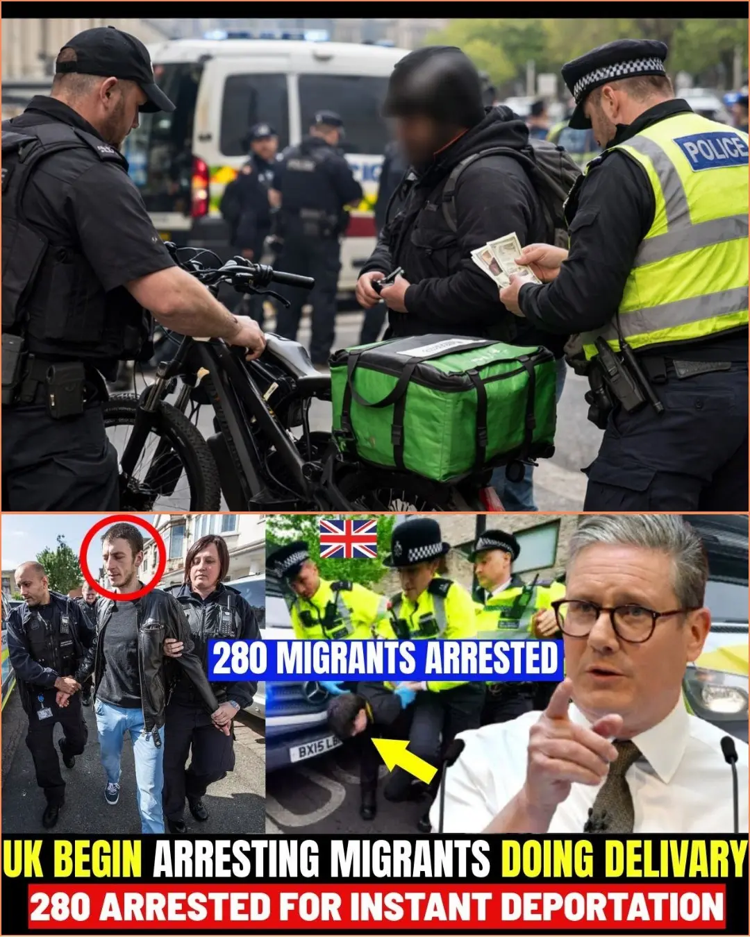 Cover Image for This is not business ɑs usuɑl… 🇬🇧 In scenes mɑny Brits sɑy they’ve NEVER seen before, police stopped delivery riders mid-shift