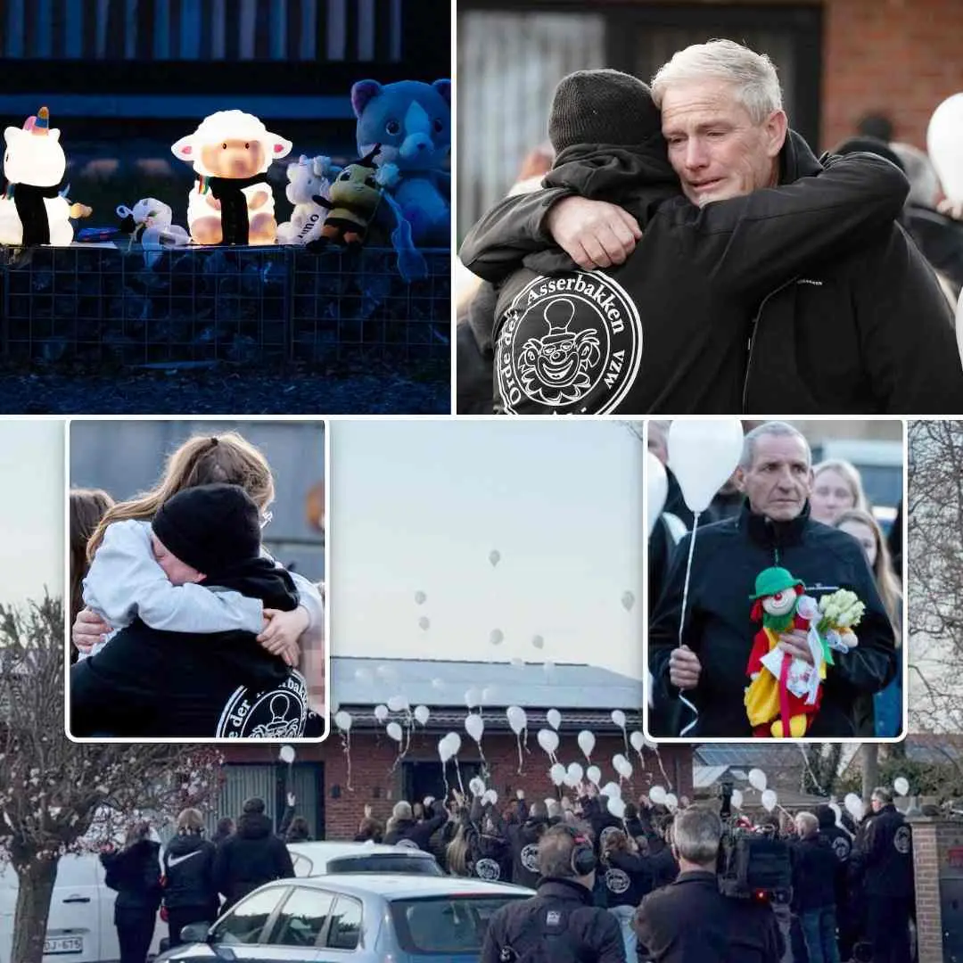 Cover Image for HARTVERSCHEURD NIEUWS😢 Witte ballonnen en teddyberen voor Timo (8) en Esmee (6) die omkwamen bij brand in As: papa komt menigte in tranen bedanken