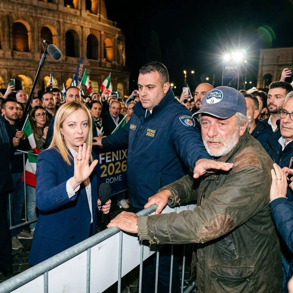 Cover Image for 🚨 Le guardie di sicurezza si preparavano a fermarlo, ma Giorgia Meloni ha alzato con calma la mano e ha detto: “Lasciatelo avvicinare”.