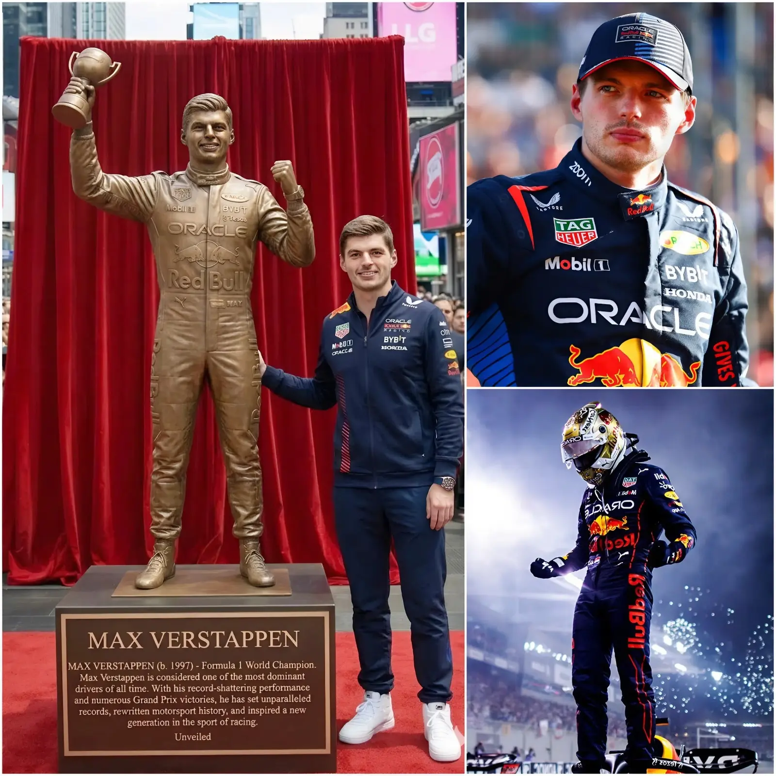 Cover Image for Max Verstappen Makes History as the First Racing Legend Honored with a Full-Body Bronze Statue on the Hollywood Walk of Fame – A Symbol of Greatness, Legacy, and Unmatched Dominance in Global Formula 1. Details in the comments 👇👇👇
