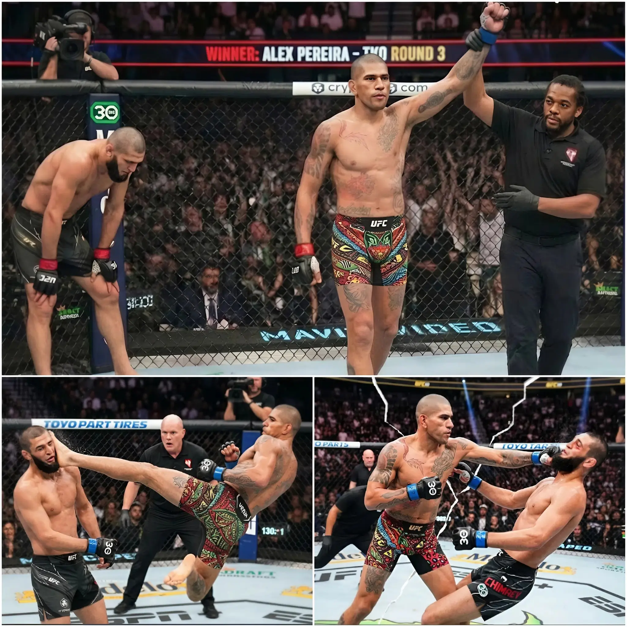 Cover Image for 🚨“No One Stays Untouchable Forever…” — Alex Pereira Ends Khamzat Chimaev’s Undefeated Run with a Devastating Knockout, Leaving the Crowd in Stunned Silence