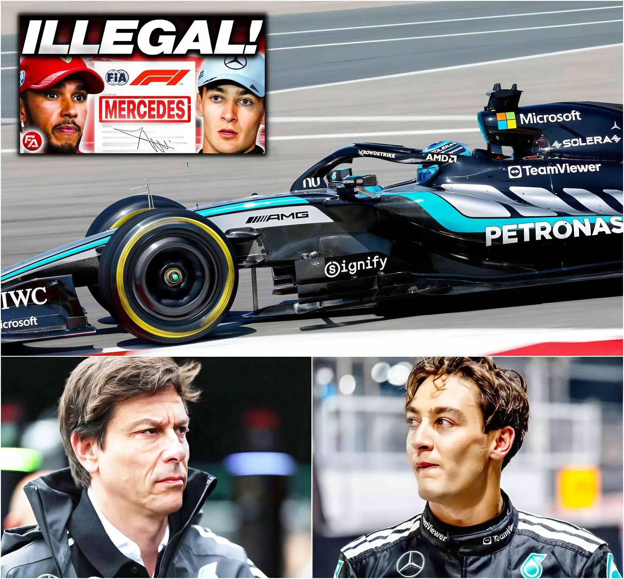 Cover Image for 🏁🚨ILLEGAAL: Mercedes BETRAPT OP HET GEBRUIK VAN EEN CONTROVERSIËLE TRUC MET DE VOORVLEUGEL!