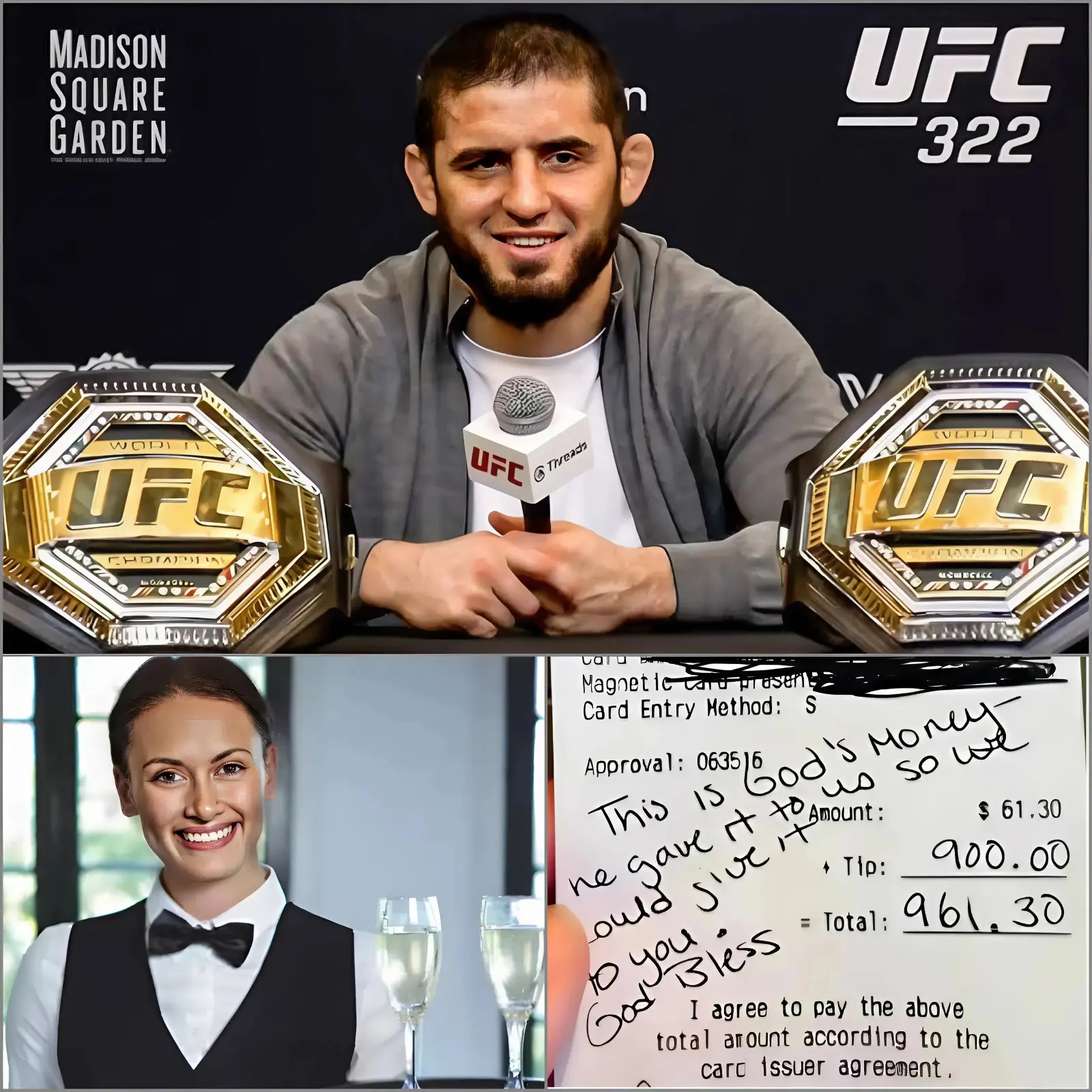 Cover Image for BREAKING NEWS: Lily, a 24-year-old waitress, had no idea she was serving MMA superstar Islam Makhachev. Polite and discreet, Makhachev enjoyed his meal like any ordinary customer, without drawing attention. But as he left, he placed a folded receipt on the table… and walked away with a smile. Curious, Lily opened the receipt, and just a few minutes later, she burst into tears.