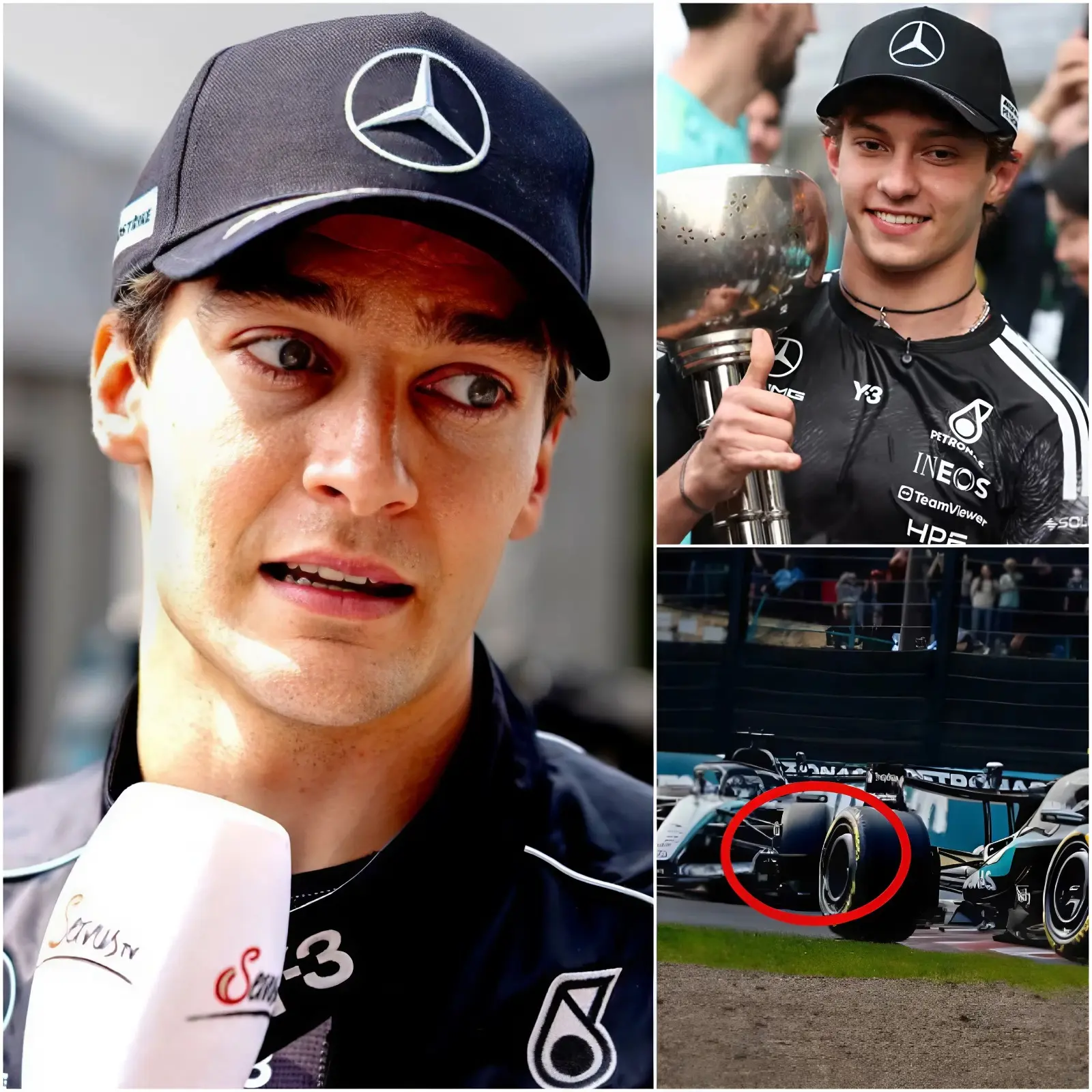 Cover Image for 🚨F1 UPDATE: Seconds after the race ended, George Russell blasted Kimi Antonelli over an allegedly illegal overtaking move, claiming it robbed him of a crucial advantage in the final moments.