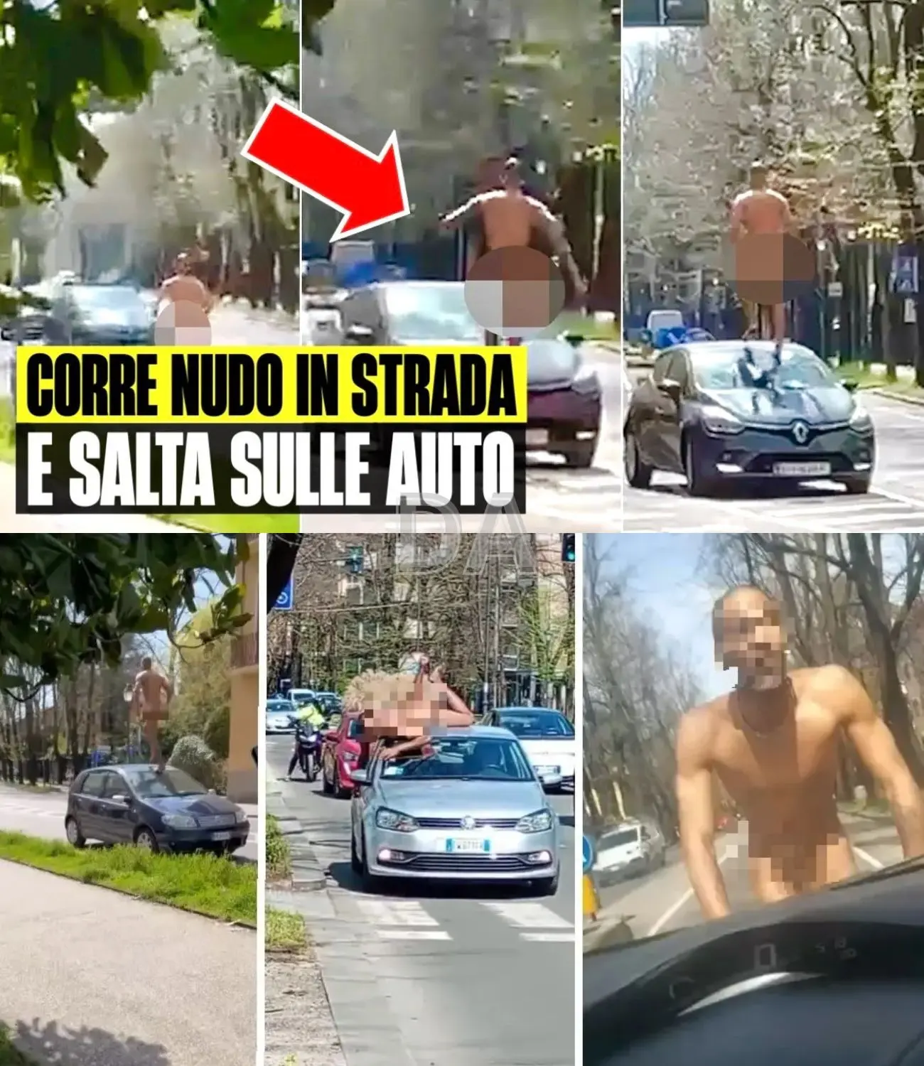 Cover Image for CHOC IN STRADA: STRANIERO CORRE NUDO E SALTA SULLE MACCHINE. BLOCCATO E PORTATO IN OSPEDALE