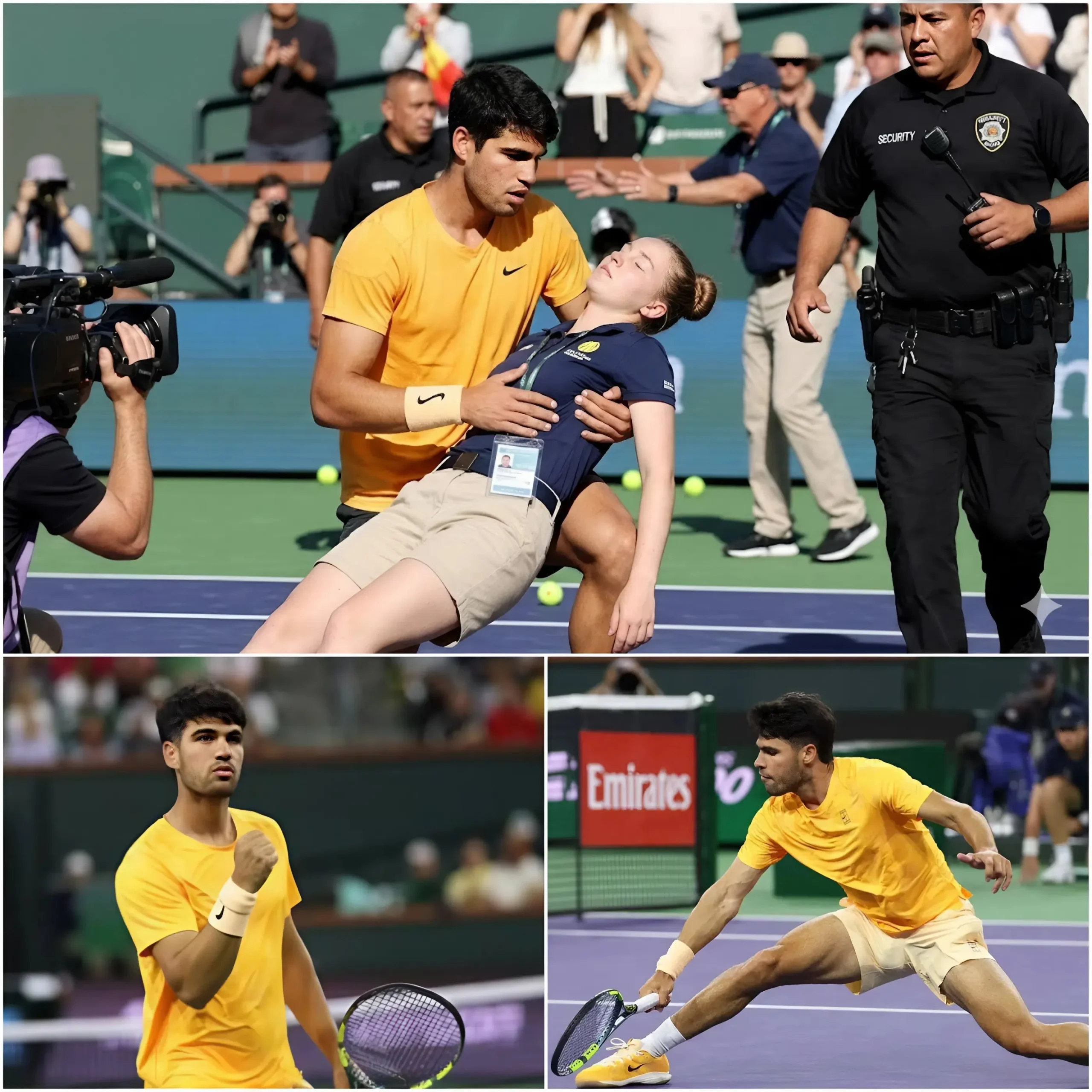 Cover Image for 💖🎾EMOCIONANTE: Tras la sorprendente derrota en el Miami Open, Carlos Alcaraz ayudó a una recogepelotas desmayada, demostrando que el corazón de un verdadero campeón vale más que cualquier título.