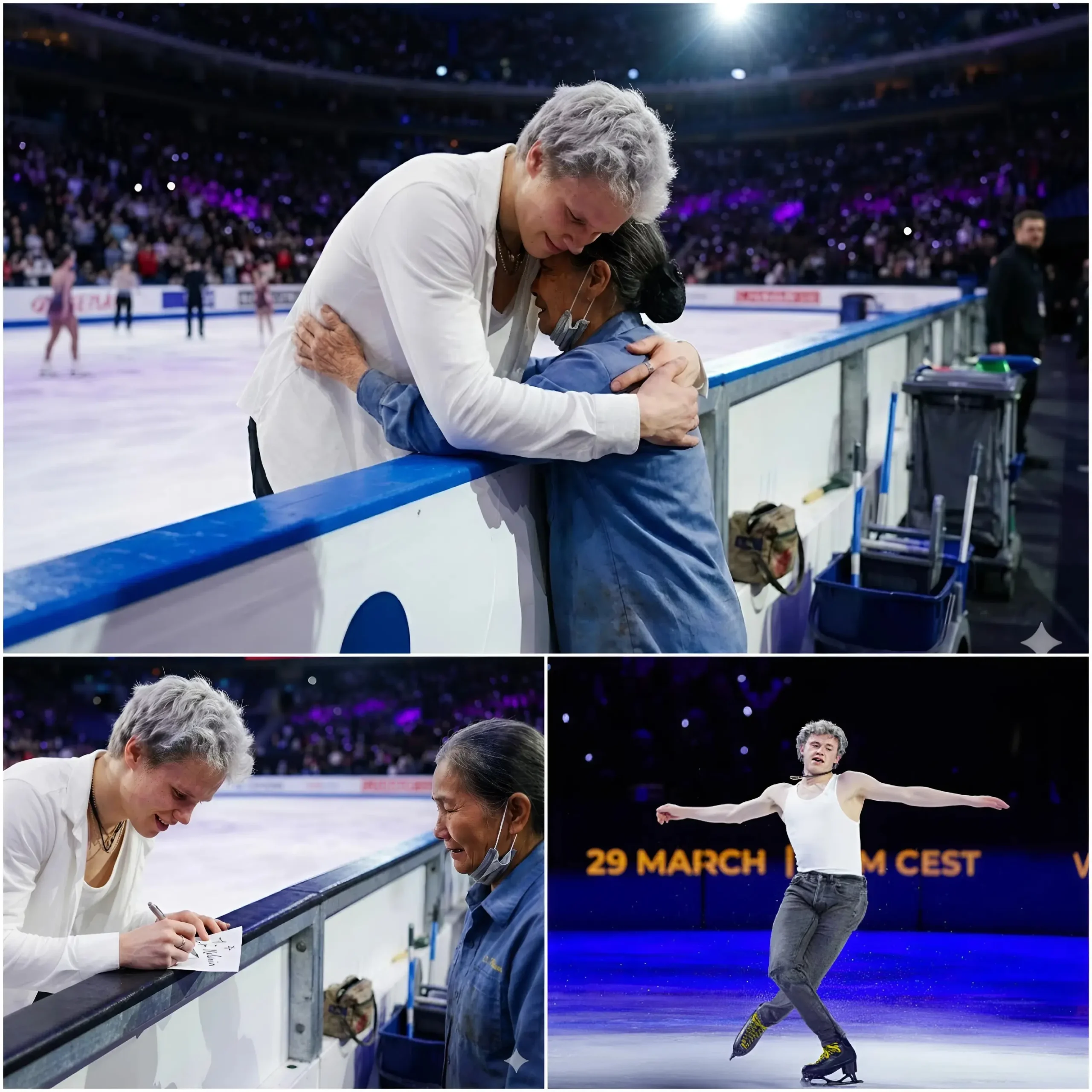 Cover Image for 💝BREAKING NEWS: After an explosive performance at a major competition, Ilia Malinin amazed spectators with jaw-dropping jumps and a warm gesture, quietly hugging an elderly staff member, signing an autograph, and moving her to tears, revealing a heartfelt side behind his world-class skating that captivated fans worldwide.