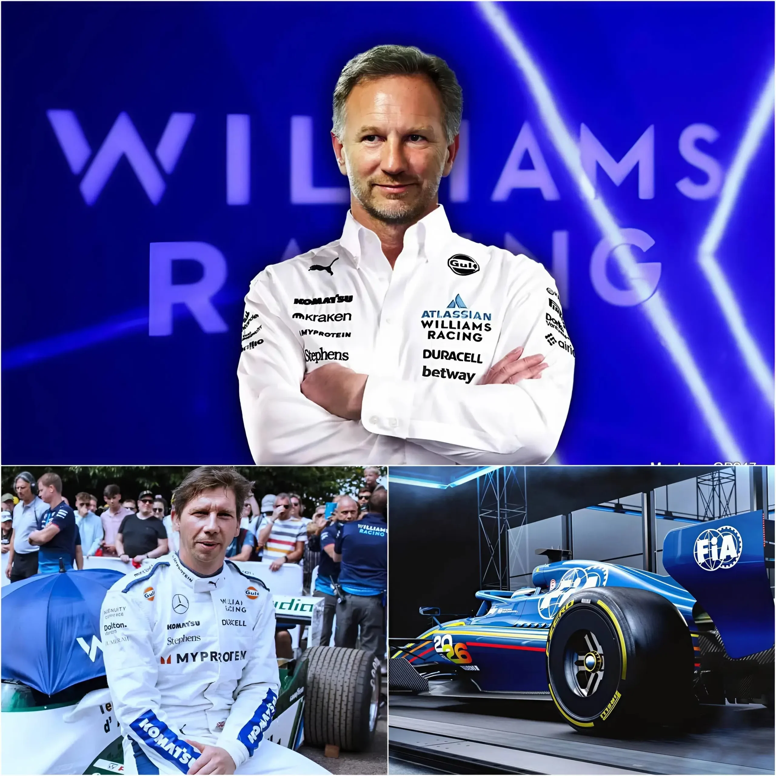 Cover Image for F1 BREAKING NEWS🚨 Williams benoemt Christian Horner tot teambaas om Sir Franks legendarische Formule 1-team van de ondergang te redden.