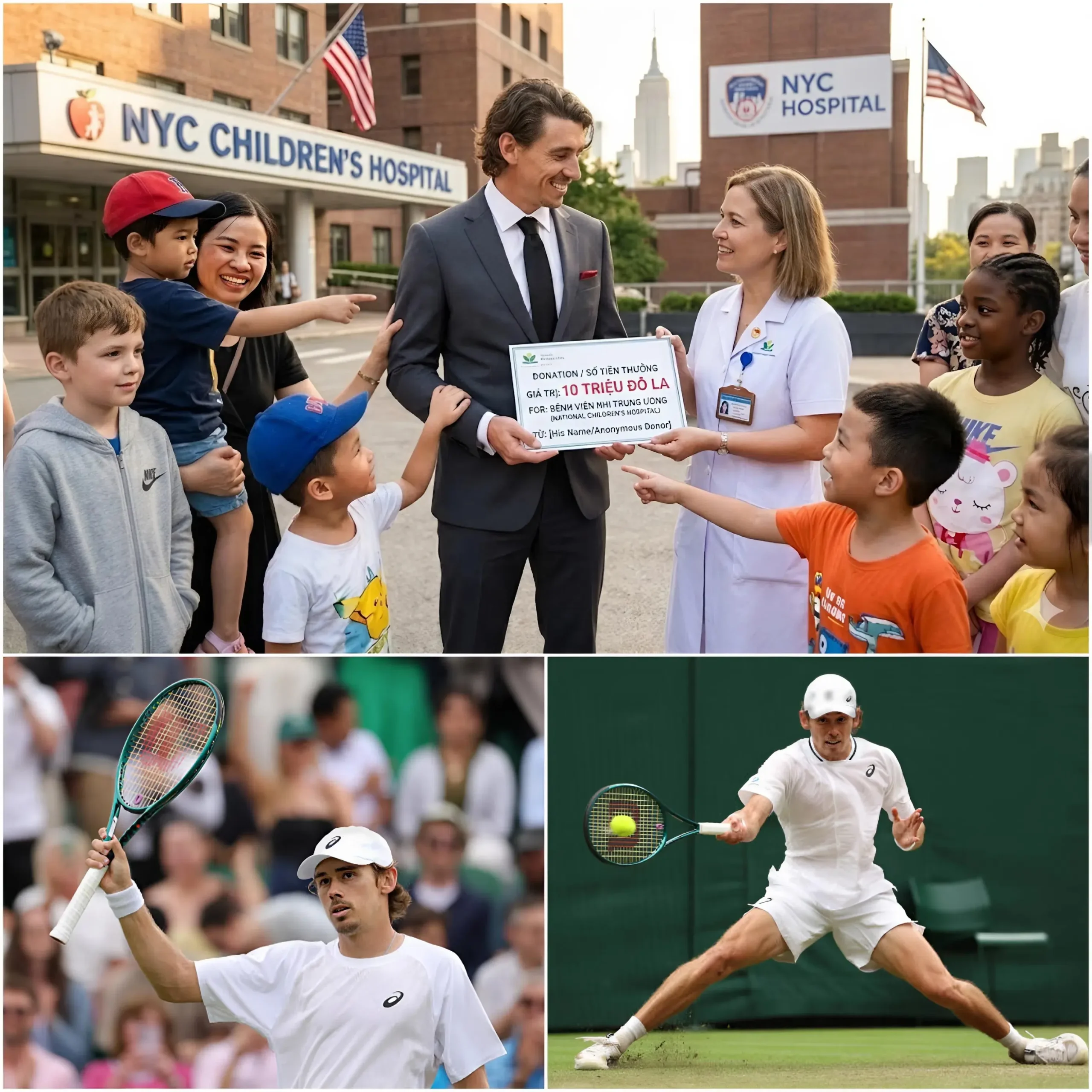 Cover Image for ❤️ GOOD NEWS: Tennis star Alex de Minaur will donate his $10M prize money to a children’s hospital, giving seriously ill kids a fighting chance.