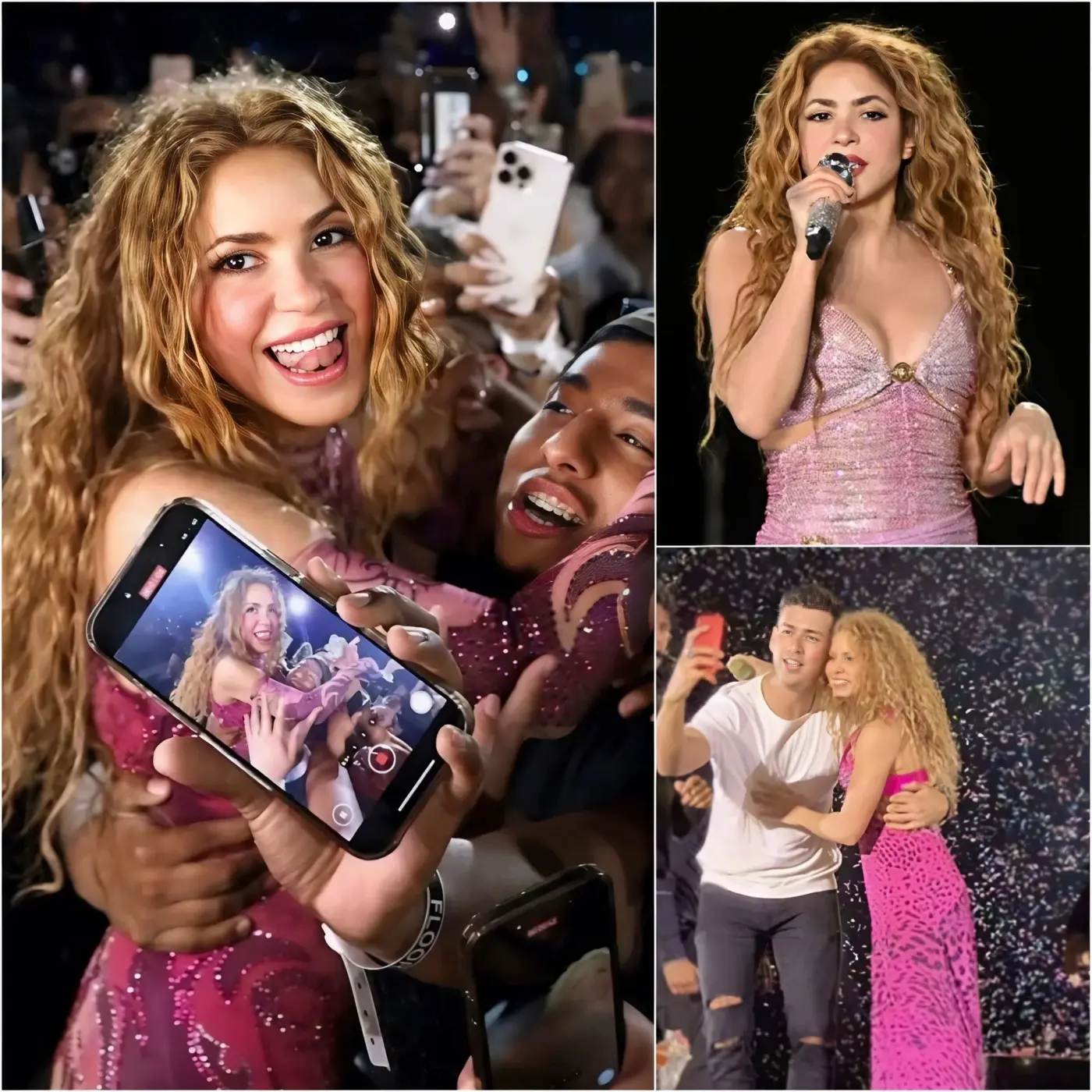 Cover Image for Mientras Shakira interactuaba con sus fans, un hombre con zapatillas viejas y una gorra descolorida intentó entregarle una nota escrita a mano.