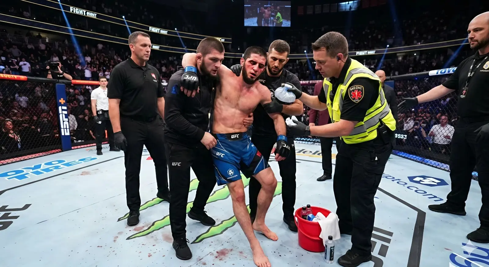 Cover Image for 🚨BREAKING NEWS 10 MINUTES AGO: Panic spread throughout the backstage area and the stands during a charity tournament event when resilient fighter Islam Makhachev was involved in a serious incident following a heavy collision inside the ring.