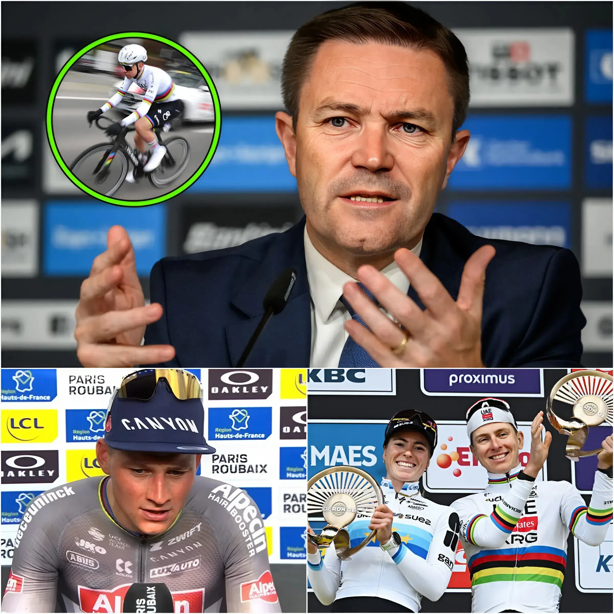 Cover Image for BELANGRIJK NIEUWS VAN DE INTERNATIONALE WIELERUNIE (UCI) Na een dag van onderzoek en analyse van de wedstrijdgegevens heeft de internationale wielbond officieel haar conclusie bekendgemaakt over de beschuldigingen van Mathieu van der Poel aan het adres van Tadej Pogačar tijdens de Ronde van Vlaanderen van 2026.