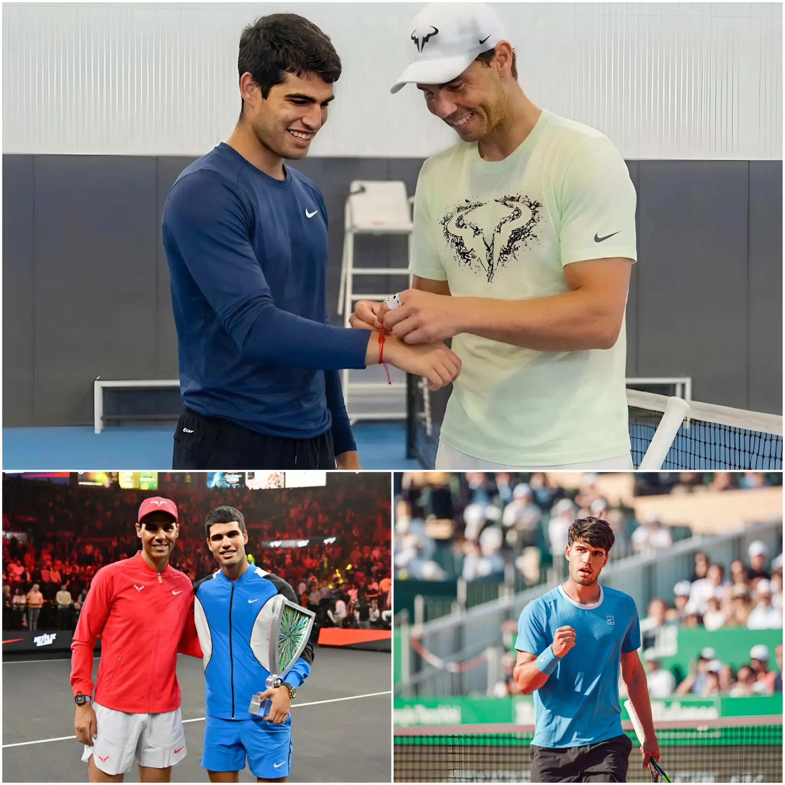 Cover Image for 💖EMOTIVO: Nadal regala pulsera de hilo rojo a Alcaraz en Monte-Carlo y lo conmueve profundamente