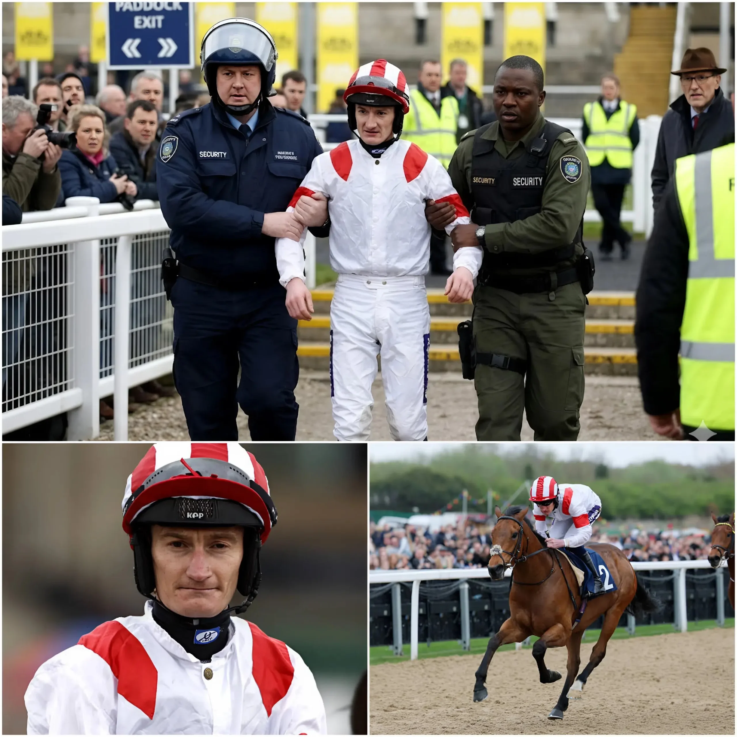 Cover Image for đHORROR IN WOLVERHAMPTON: Danny Muscutt abruptly pulls up Karakula Dancer at the finish line, abandoning a certain win in a shocking moment and being escorted off the track in panic.