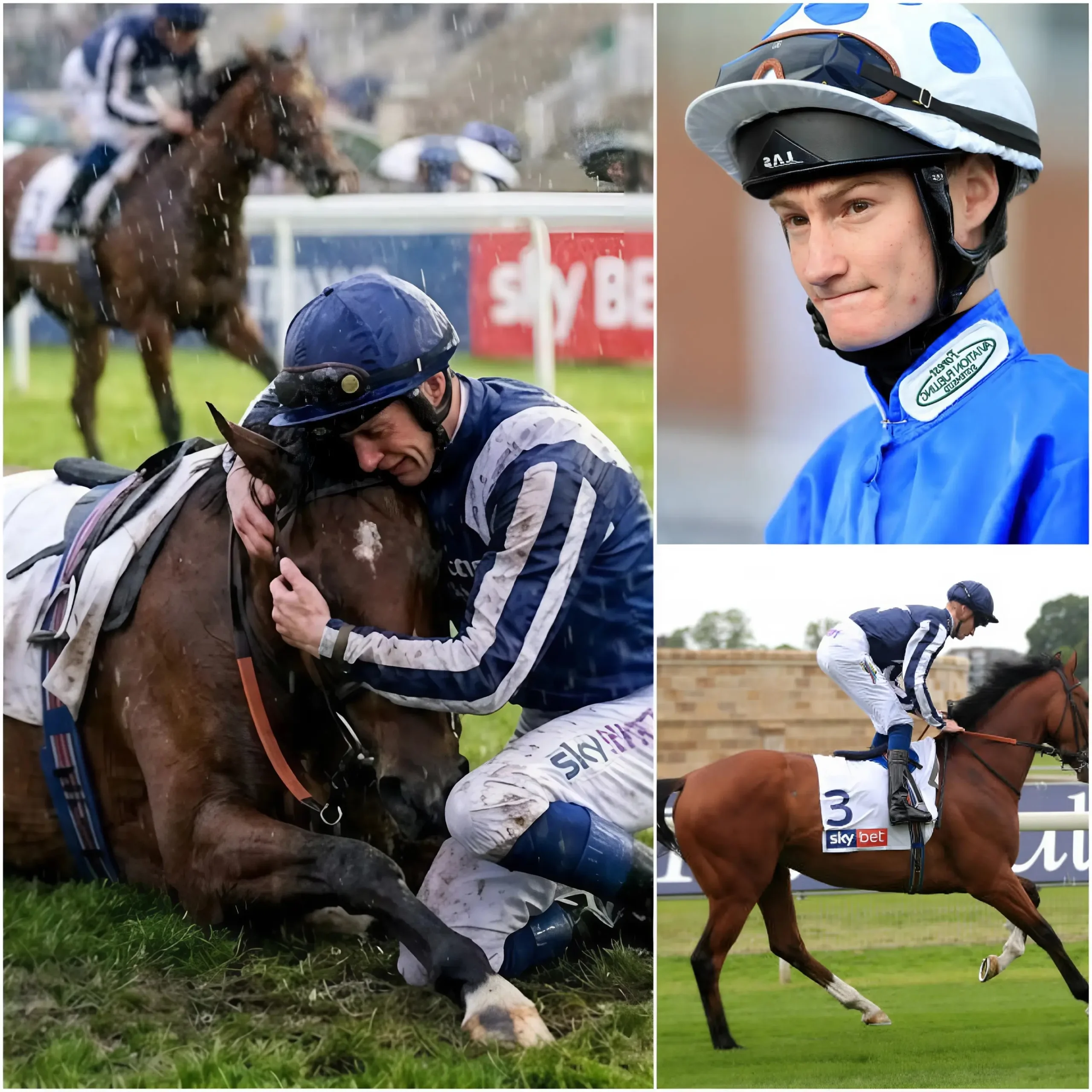 Cover Image for 💔 HEARTBREAKING INCIDENT: “I would rather lose all my medals just to hear its breathing one more time.” Danny Muscutt collapses beside his horse This Farh after victory turns tragic at the finish line in Leicester, leaving the racing world in deep sorrow 👇
