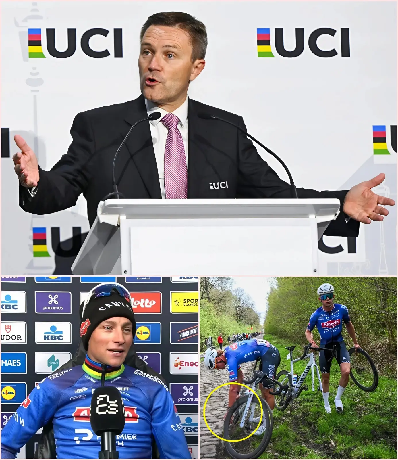 Cover Image for SCHOKKEND NIEUWS Parijs-Roubaix 2026: Er is een video van 3 minuten opgedoken van de plek waar Mathieu van der Poel zijn fietsongeluk had