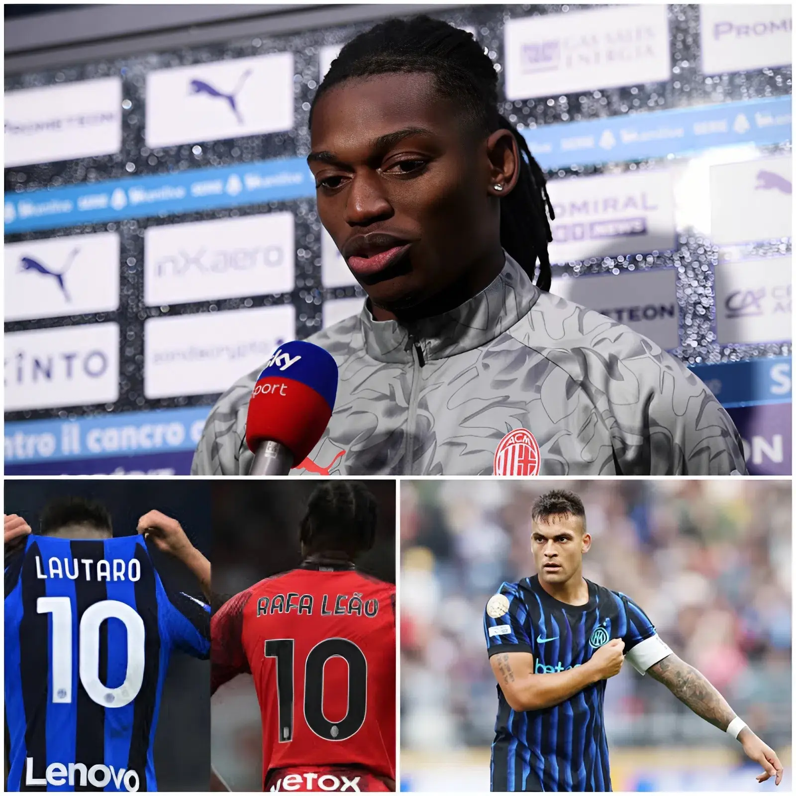 Cover Image for Durante un’intervista pre-partita, Rafael Leão è stato interrogato sul confronto tra lui e Lautaro Martínez. Ha dichiarato che Martínez non potrà mai raggiungere il suo livello e che la maggior parte dei suoi contributi è solo frutto di situazioni occasionali.