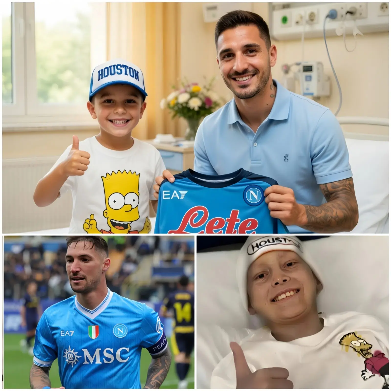 Cover Image for ❤️NOTIZIA COMMOVENTE Un bambino di 7 anni, affetto da un tumore al cervello terminale, che si stava avvicinando alla fine della sua vita, aveva un unico desiderio: incontrare Matteo Politano! Non Disneyland, non una celebrità del cinema – ma il talento del Napoli che il bambino ammirava con tutto il cuore.