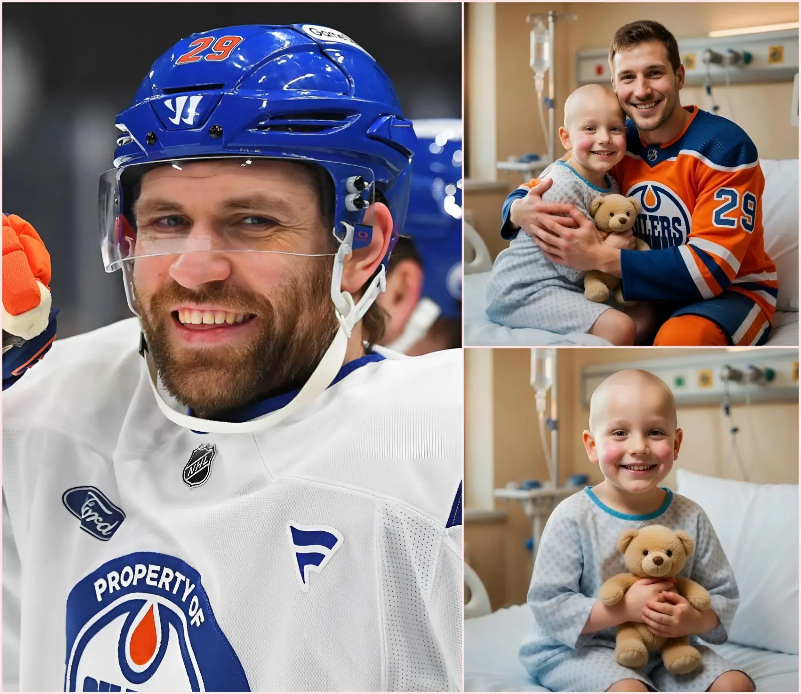 Cover Image for 🚨 Ein siebenjähriger Junge, der gegen einen bösartigen Hirntumor kämpft, hat seinen letzten Wunsch geäußert: mit seinem Helden Leon Draisaitl zu sprechen. Doch was Leon Draisaitl tat, war weit mehr als nur ein einfacher Anruf … er tat viel mehr und versetzte das gesamte Krankenhaus und die Familie des Jungen in tiefe Bewunderung. Alle Details dazu finden Sie in den Kommentaren.