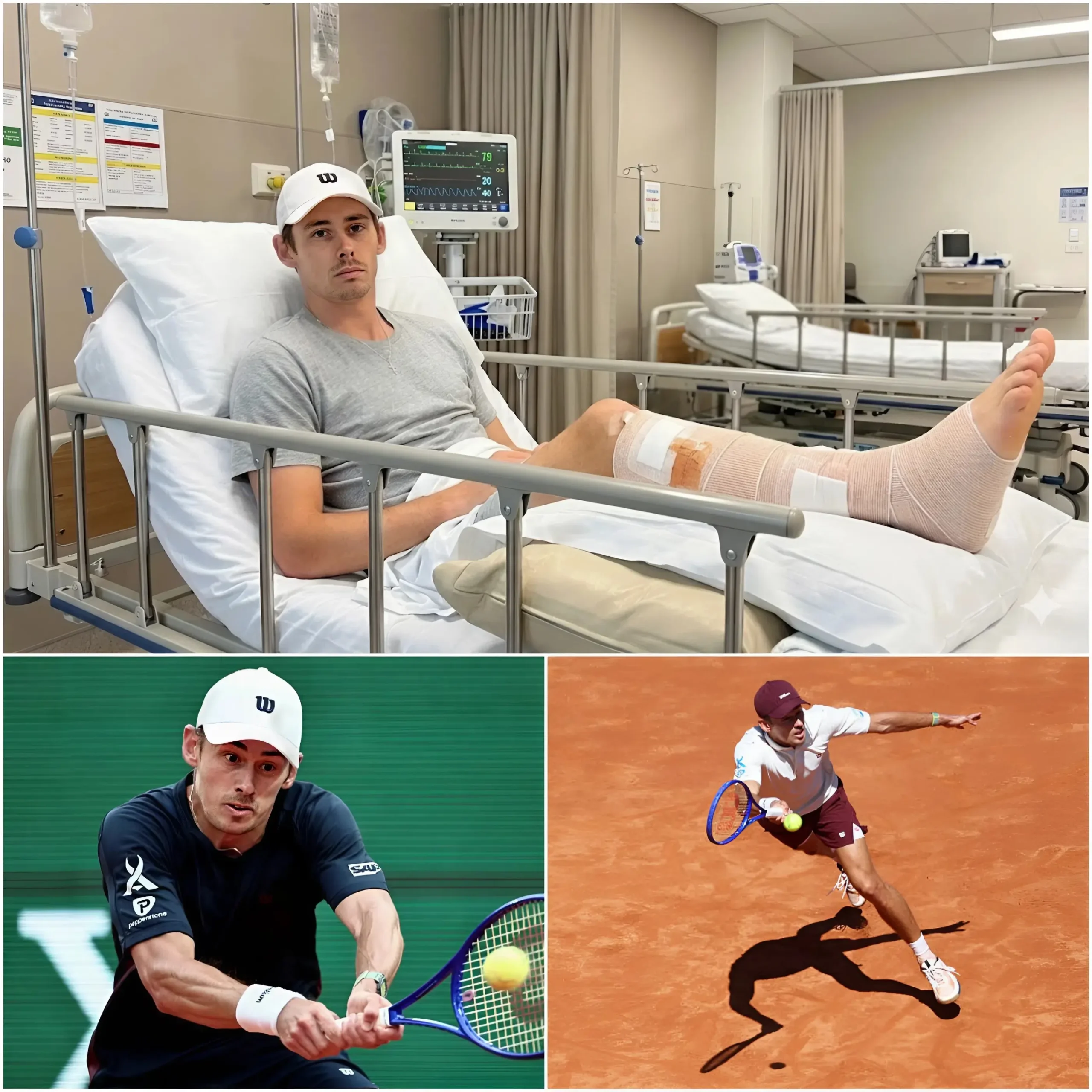 Cover Image for 🚨Alex de Minaur rushed to hospital after Barcelona loss injury, raising fears over recovery and upcoming tournament participation