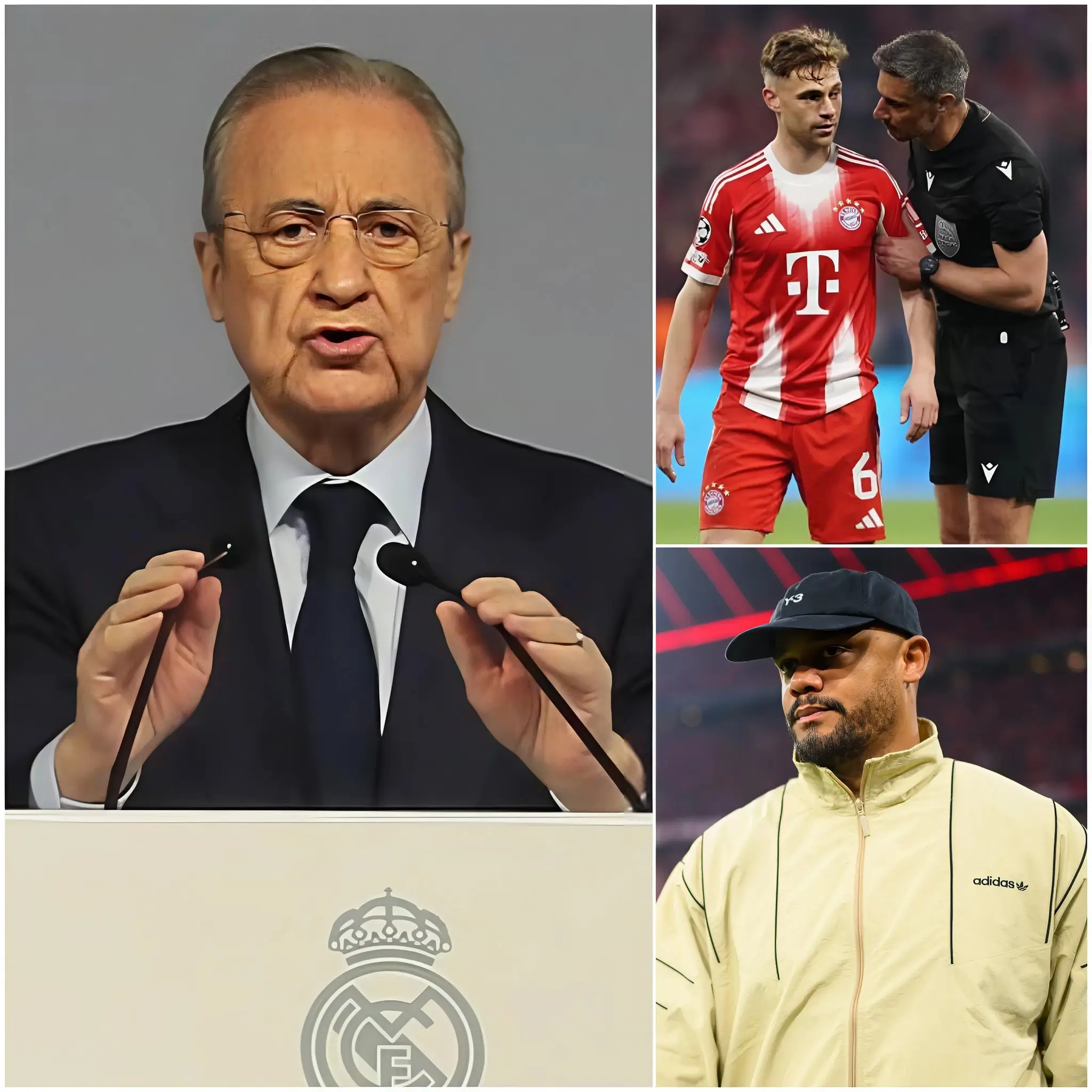 Cover Image for AKTUELLE ENTWICKLUNG: Der Präsident von Real Madrid, Florentino Pérez, hat offiziell Klage gegen den Schiedsrichter Slavko Vinčić sowie den Trainer des FC Bayern München