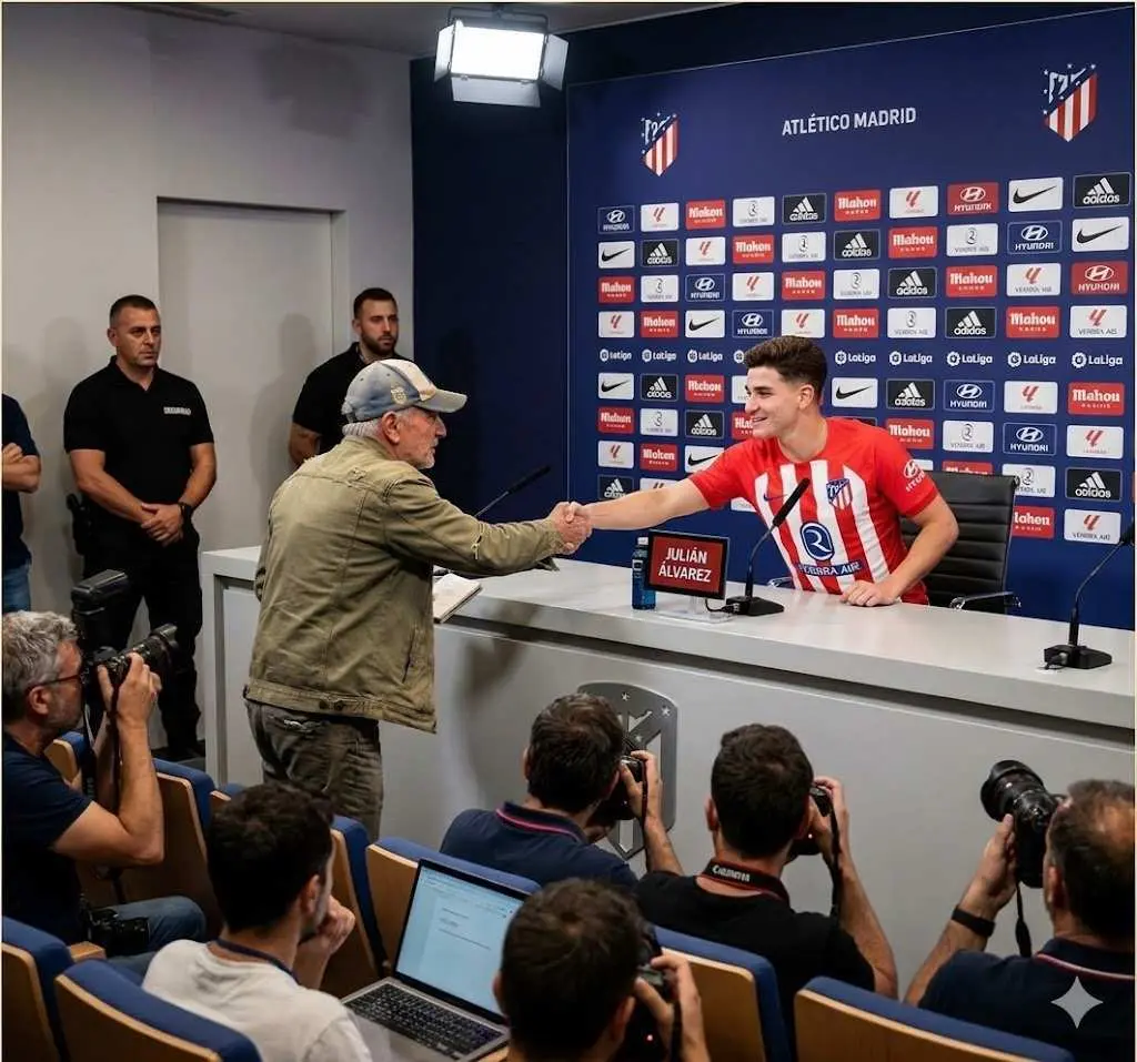 Cover Image for Los guardias de seguridad se preparaban para detenerlo, pero Julián Álvarez levantó la mano con calma y dijo: “Déjenlo acercarse”.