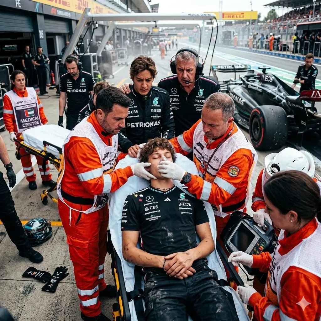 Cover Image for 🔔 5 minuti fa: tifosi e compagni di squadra sono andati nel panico quando Kimi Antonelli, la stella della Mercedes